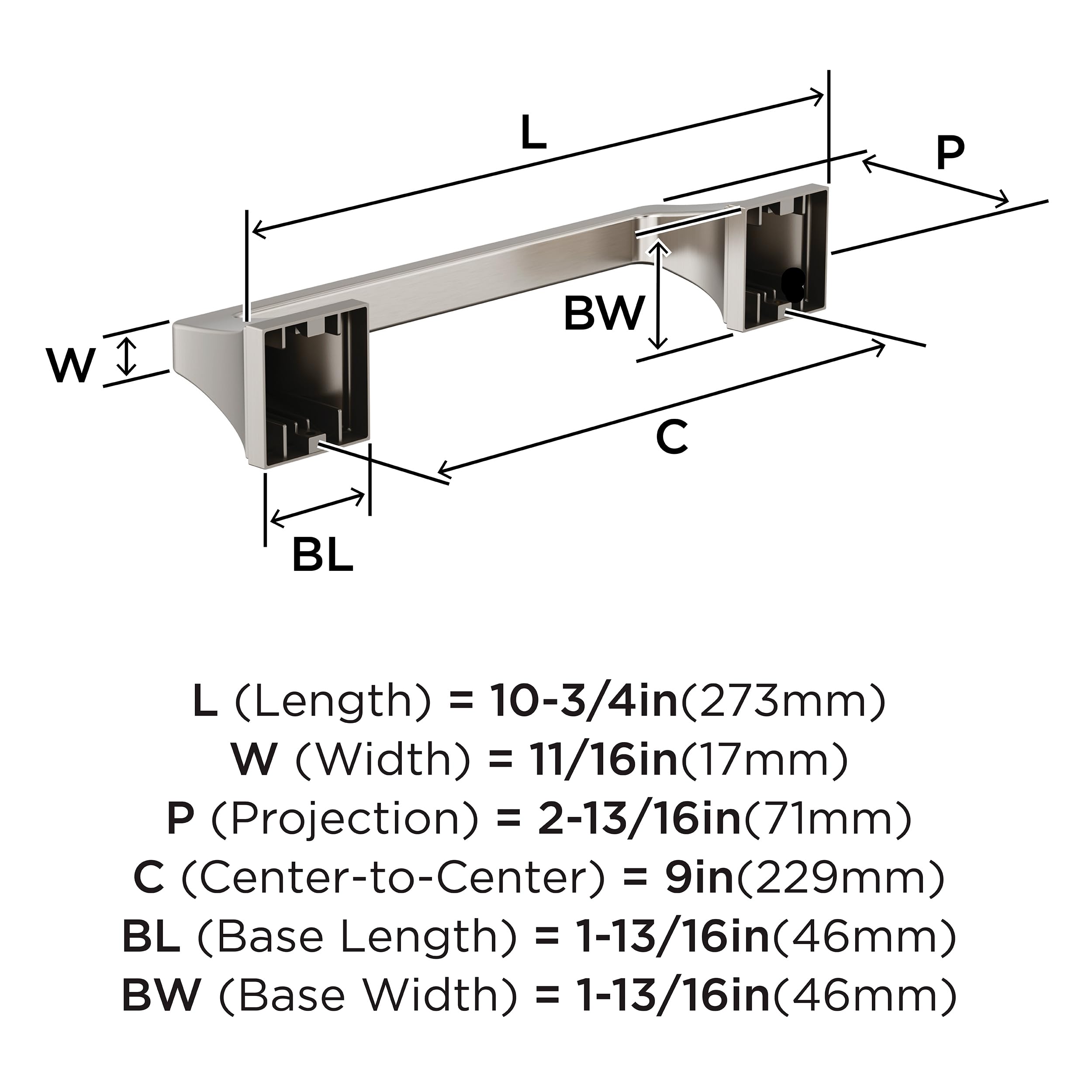 Amerock Mulholland Brushed Nickel 9 Inch (229Mm) Towel Bar, Bh36025G10