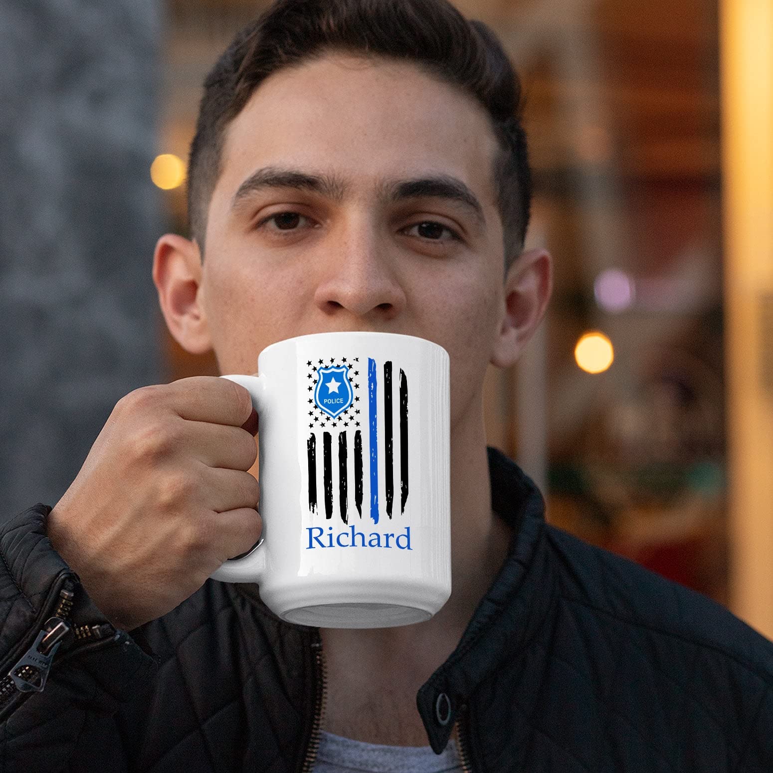 Personalized Law Enforcement Gifts, Thin Blue Line Flag Mug, Custom Police Officer Mug With Name, Cop Mug, Police Mug Gift For O