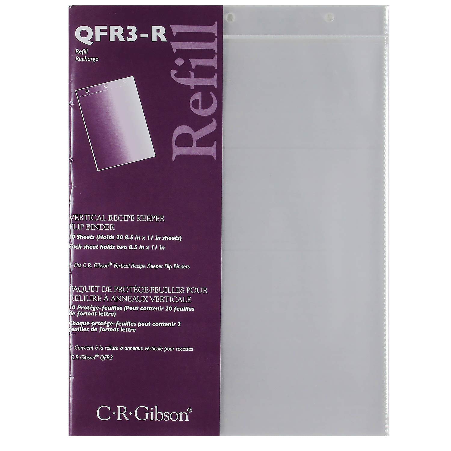 C.R. Gibson Refill Sheets For Vertical Recipe Keeper, 8.5'' X 11''