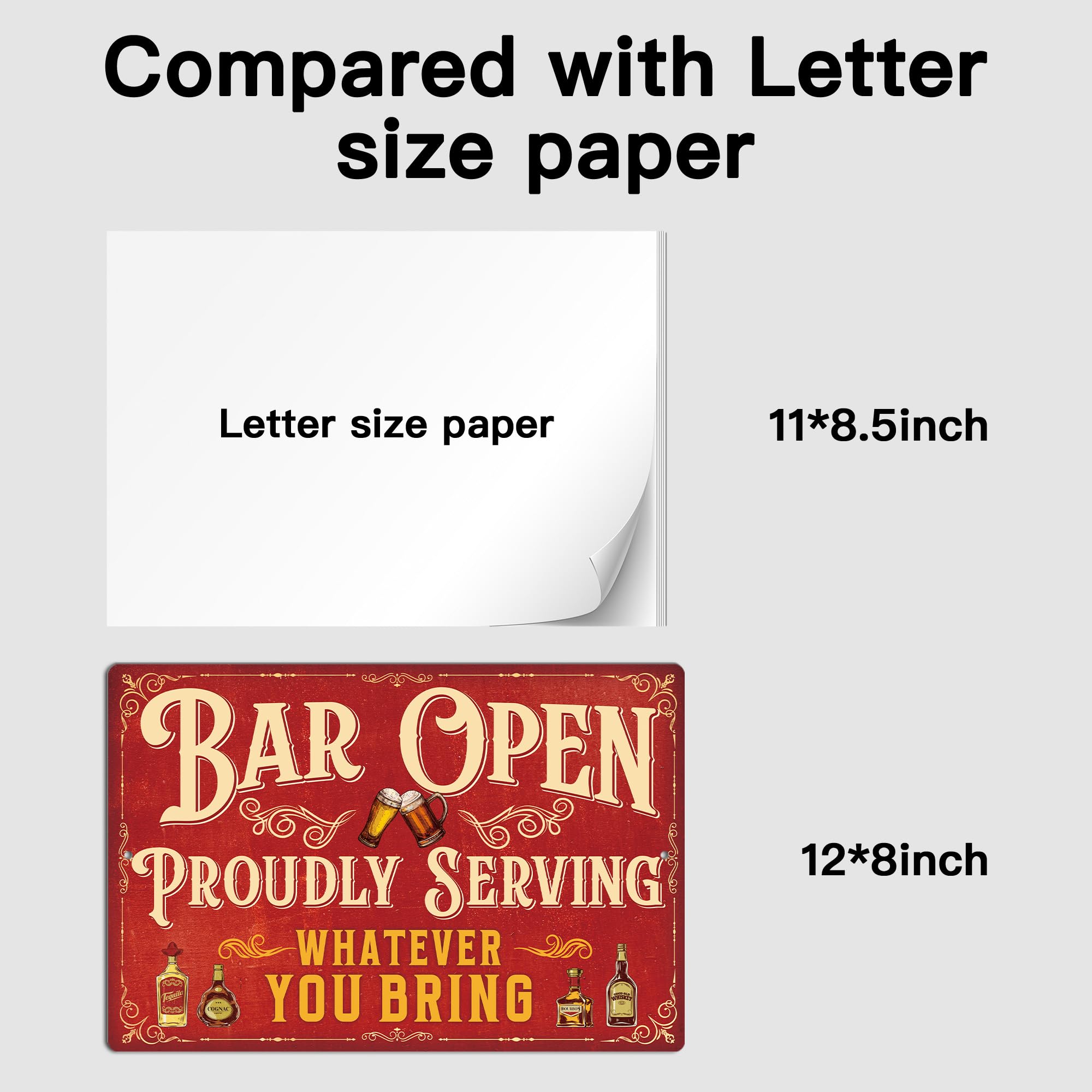 Putuo Decor Bar Sign for Home, Drink Vintage Metal Tin Sign, Bar Open Proudly Serving Whatever You Bring, Wall Art Decor for Hom