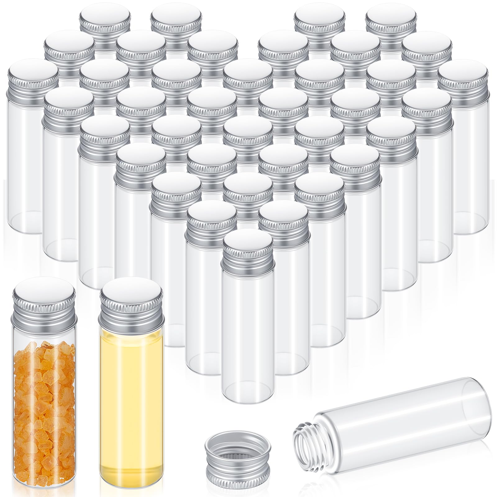 Didaey 100 Pcs Vials Clear Mini Glass Bottles With Screw Aluminum Metal Cap Tiny Jars Empty Small Bottles With Lids Diy Sample C