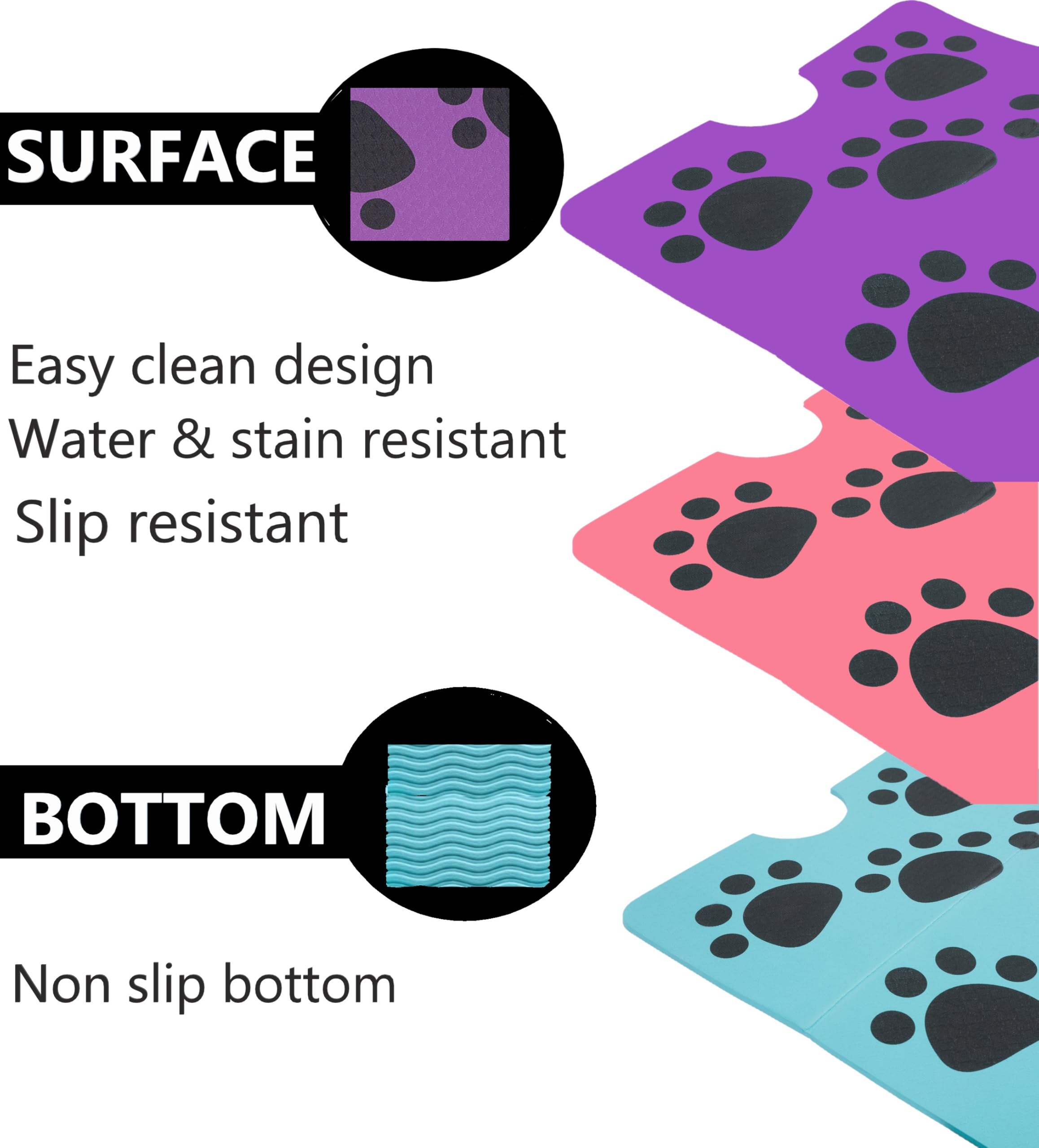 Dog Bath Mat For Tub, Non Slip Shower Pad, Smooth Cats Bathing Surface (Purple)