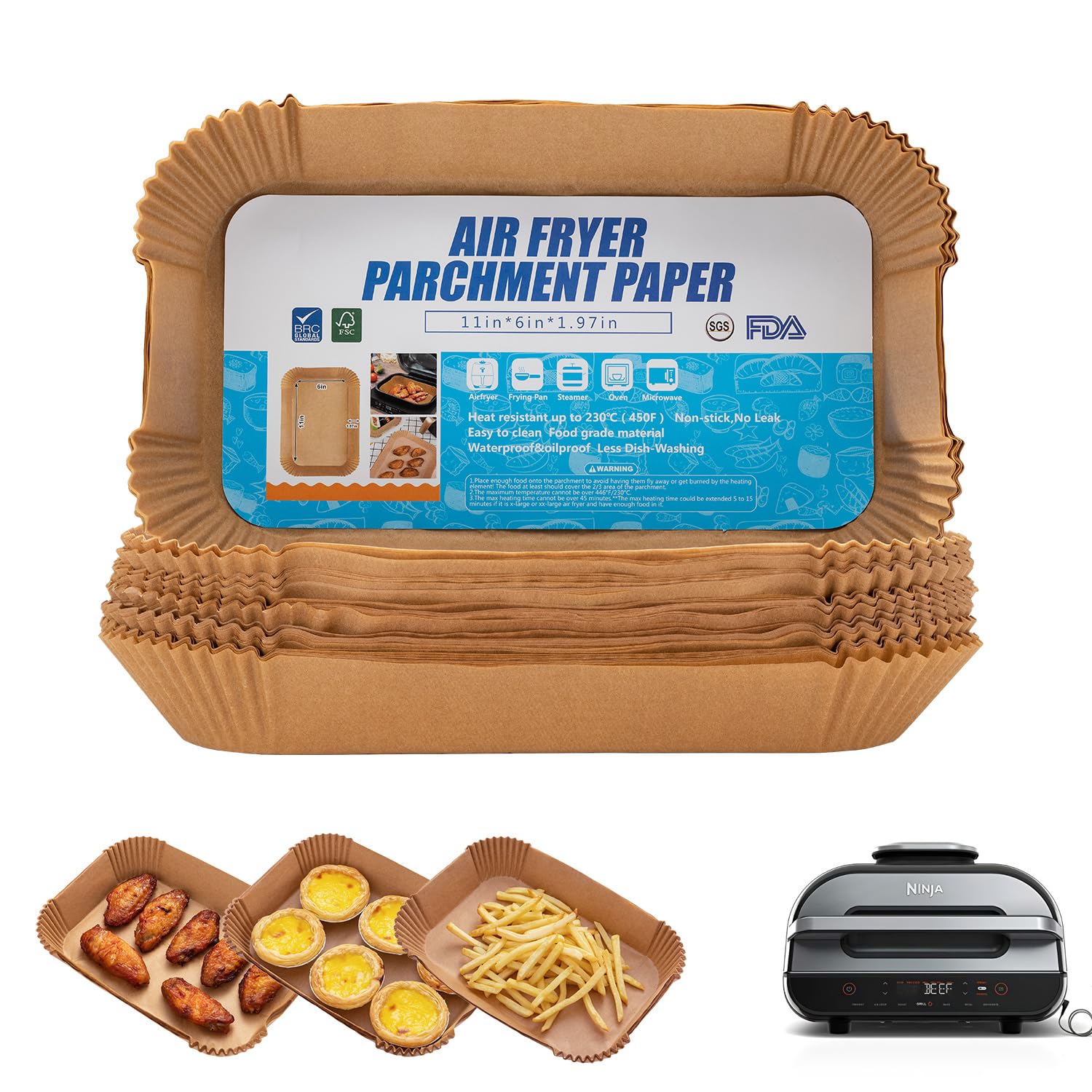 Air Fryer Liners For Ninja Foodi Smart Xl Air Fryer,120Pcs Air Fryer Disposable Paper Liner, Parchment Liners For Ninja FG551 6-