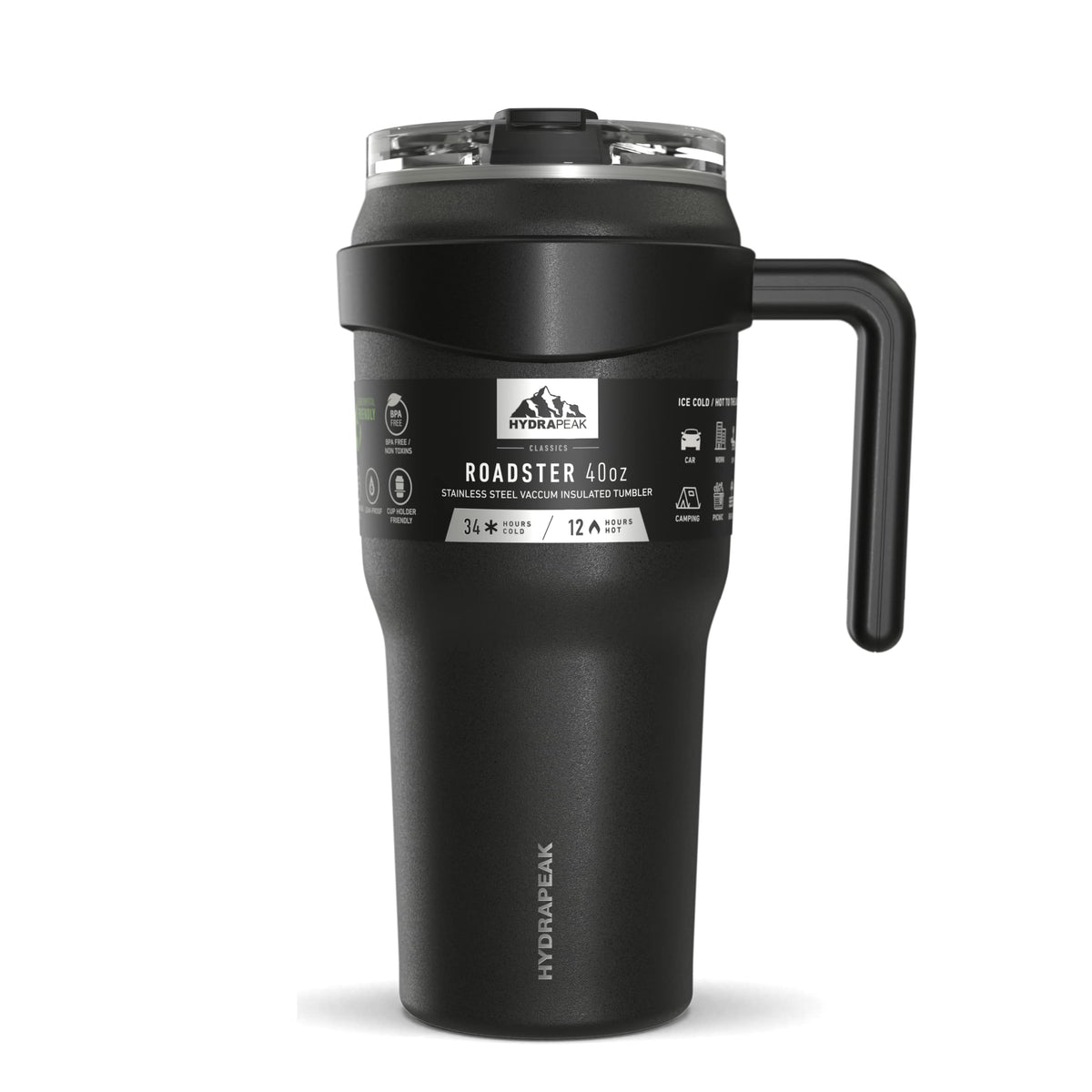 Hydrapeak Roadster 40 Oz Tumbler With Handle And Straw Lid, Convenient 2 In 1 Lid, Tumbler Lid Straw, 40Oz Tumbler With Handle (