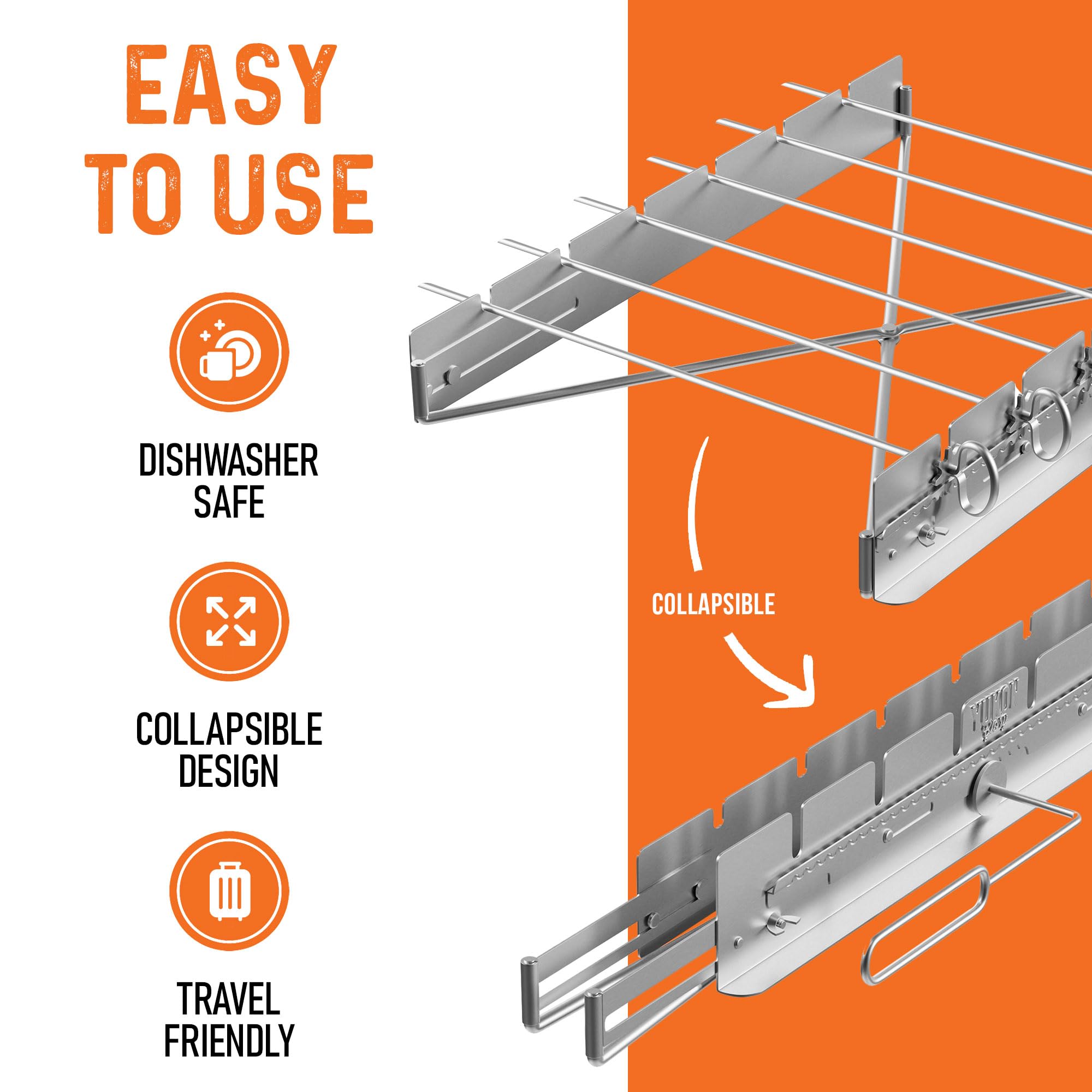 Yukon Glory Bbq Kabob Grill Rack | Rotating Kebab Skewers | Metal Skewers For Grilling | Collapsible Stainless Steel Kabob Skewe