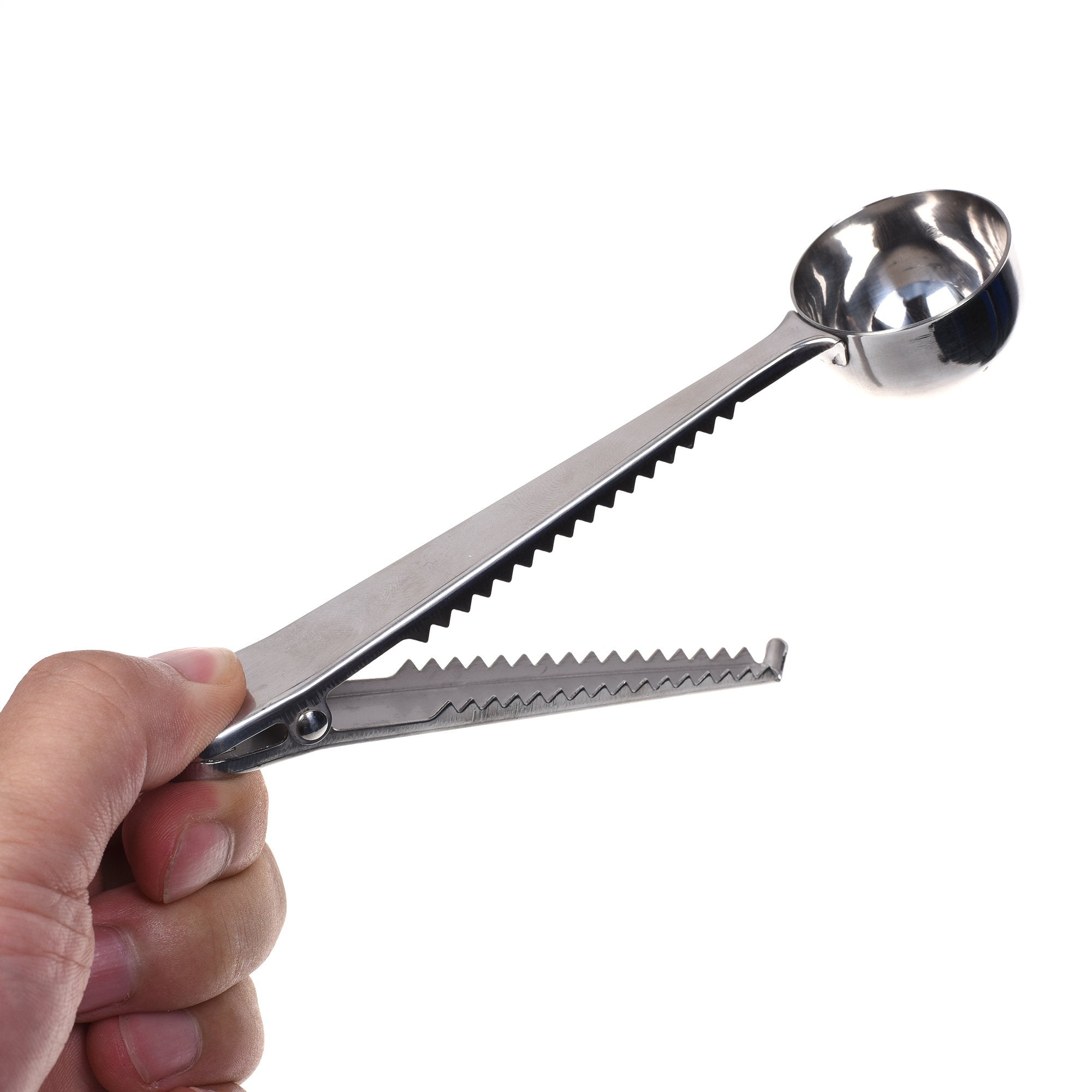 Cosmos 2 Pcs Stainless Steel Coffee Measuring Scoop Spoon With Bag Clip