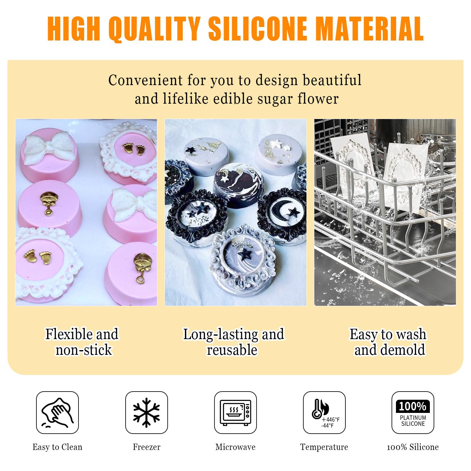 2 Pcs Small Frame Silicone Mold Sugarcraft Cake Decorating Tools Fondant Gompaste Molds