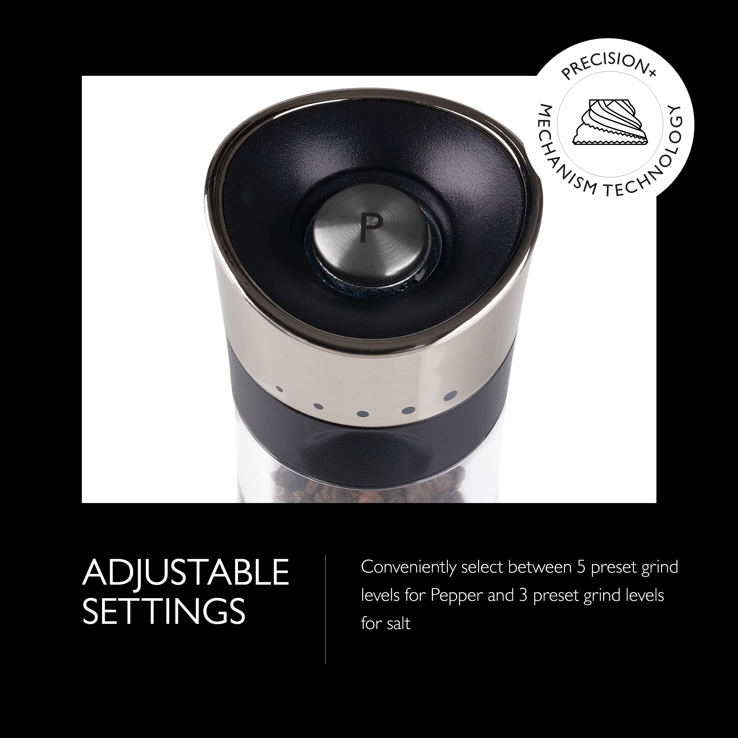 Cole & Mason 6-Inch Horsham Salt & Pepper Mill Gift Set - Inverted Salt And Pepper Grinders - Refillable Seasoning And Spice Too