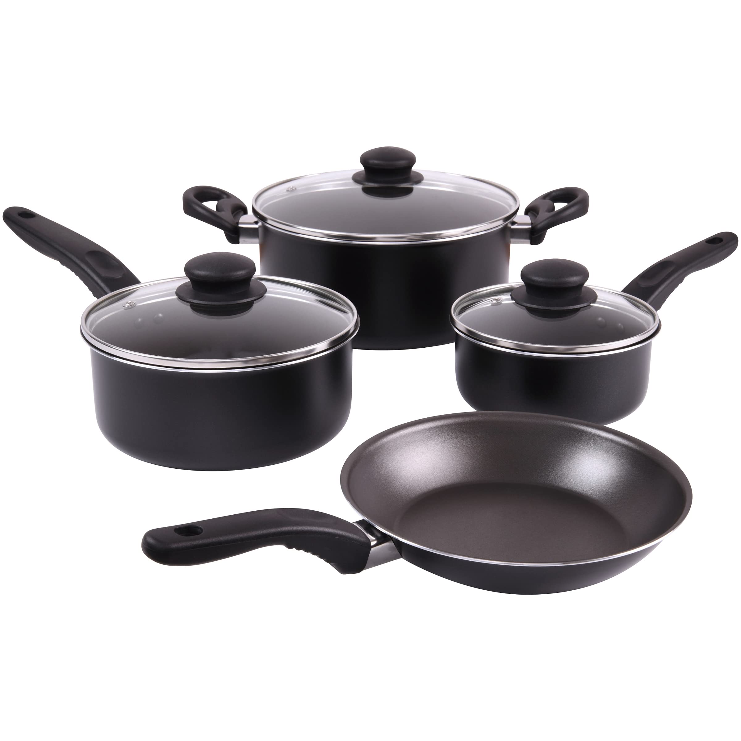 Deahun Mainstays 7 Piece NonStick Cookware Set Aluminium Mint, Dishwasher Safe (Black)