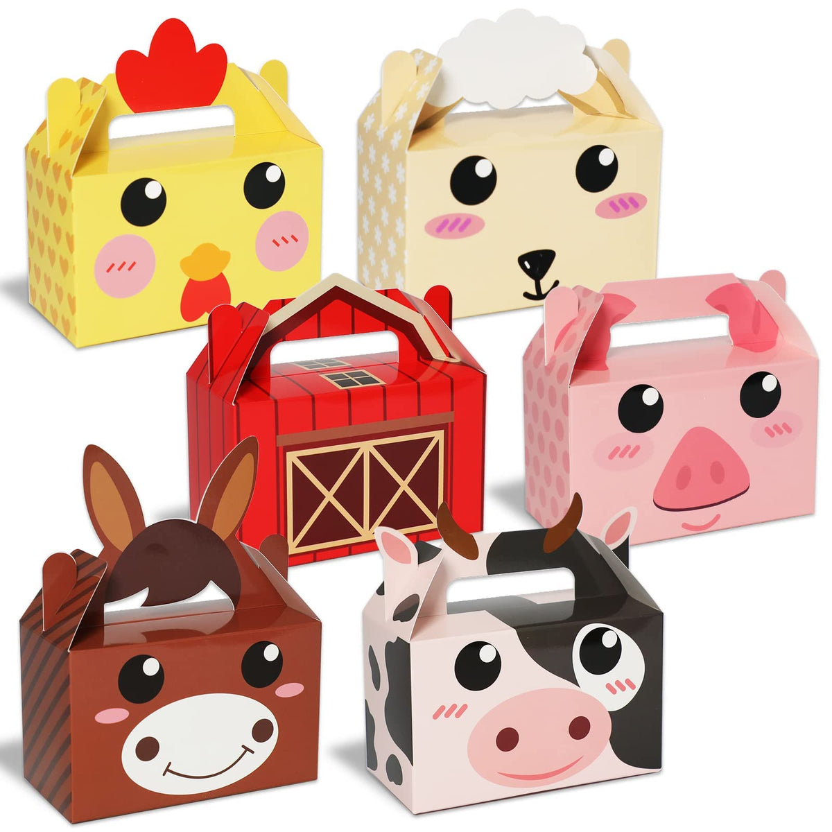 12 Pack Farm Animal Party Favor Boxes Farm Theme Birthday Goodie Boxes Farmhouse Animals Gift Candy Bags Barnyard Treat Boxes Fo