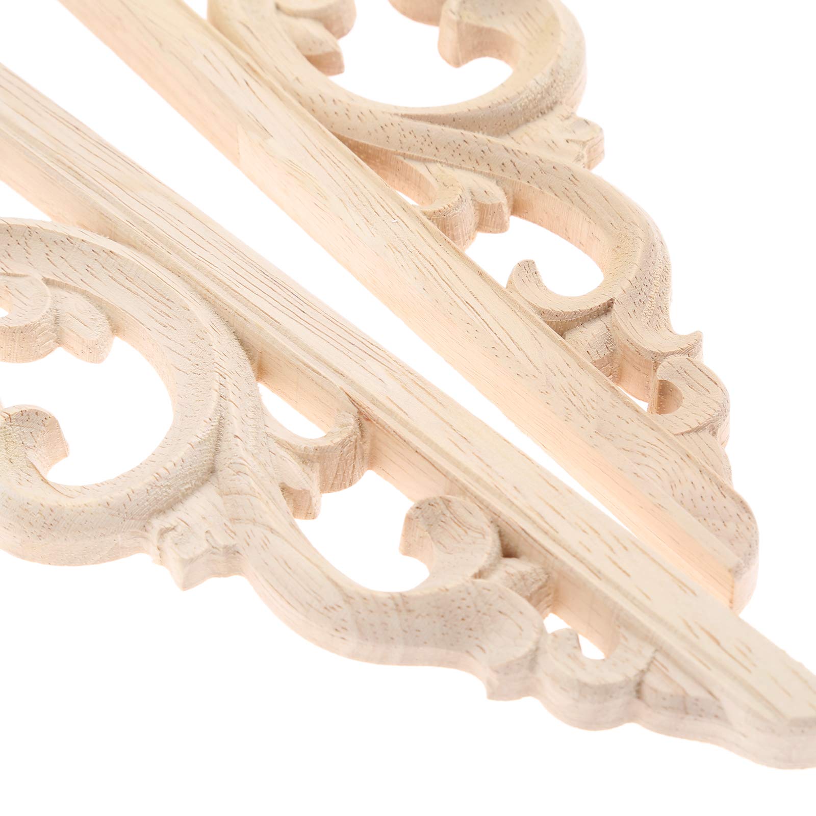 MUXSAM Wood Carved Corners Appliques Onlays  2-Pair Unpainted Wood Caravings Decals for Cabinet Dresser Cupboard Mirrors Walls Doors Closet Fireplace Bed Frame DIY Craft Project  12x6cm/4.72''x2.36''