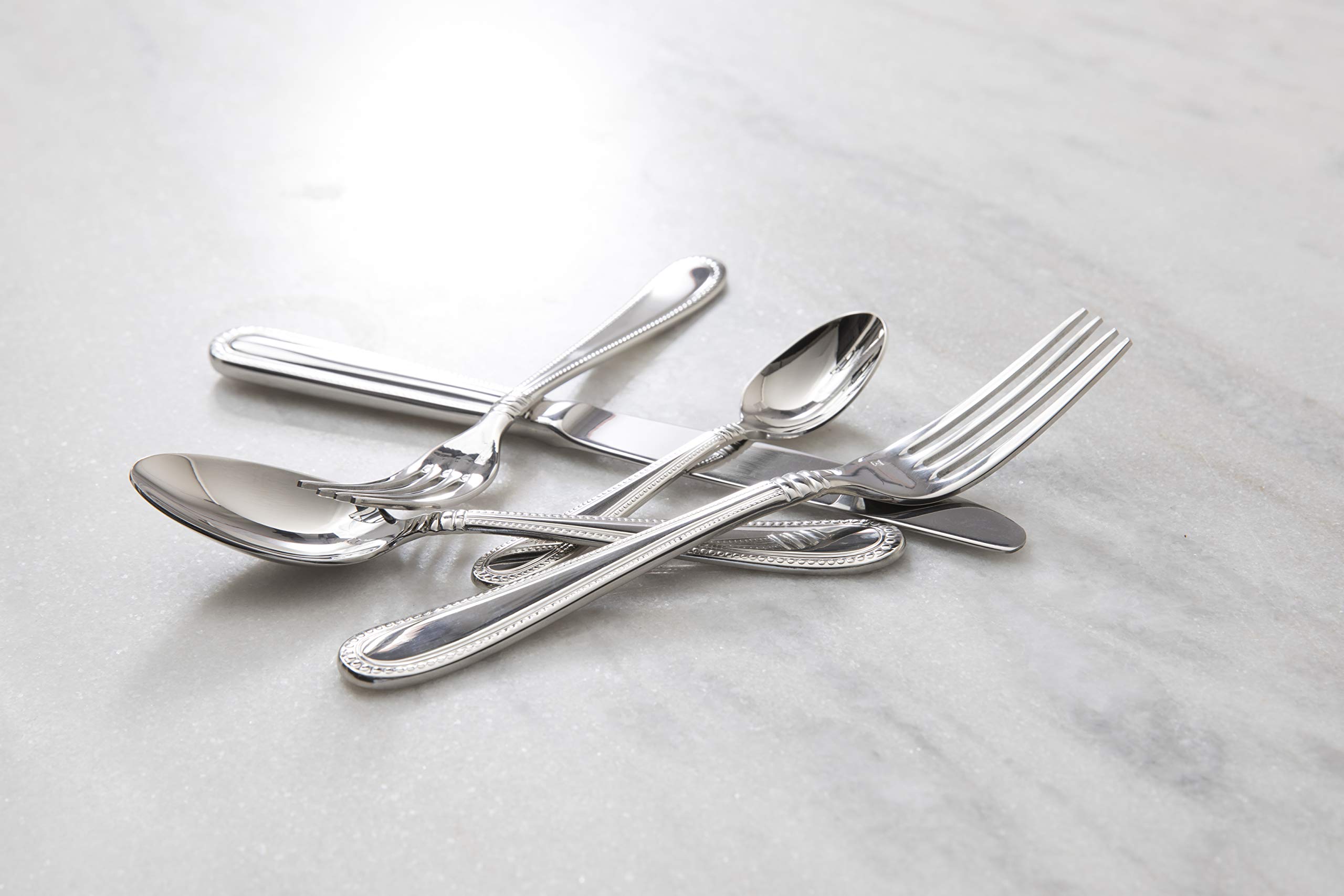 Fortessa Caviar 18/10 Stainless Steel Flatware, 5 Piece Place Setting, Service For 1