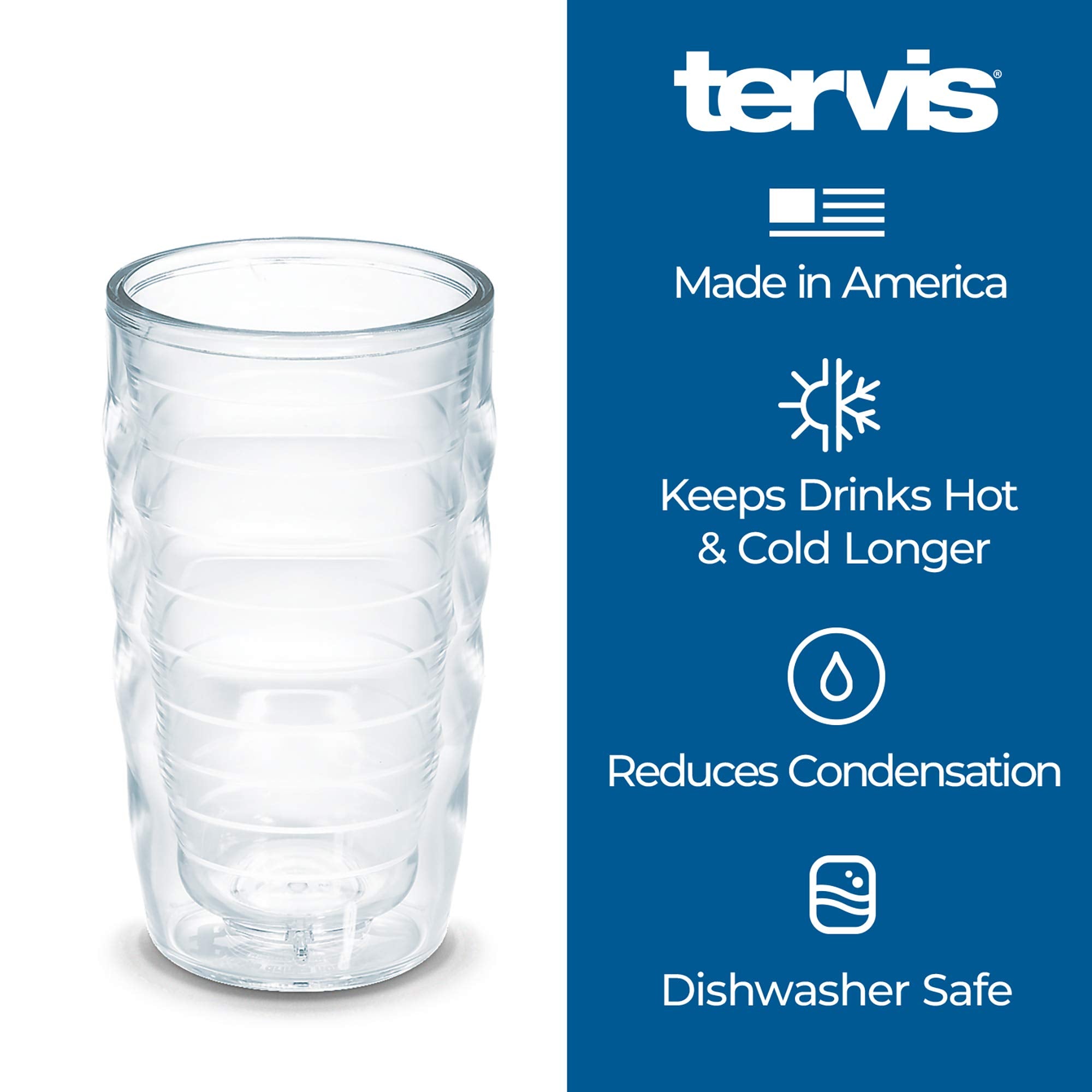 Tervis Insulated Tumbler Cup, 10oz Double Walled, Clear & Colorful, Lime Green Lid, Made in USA