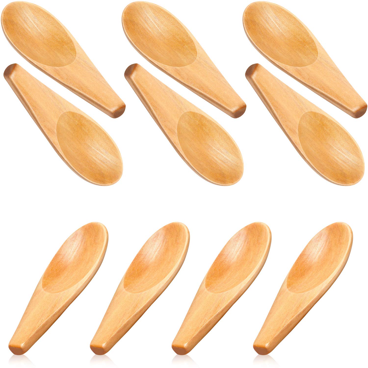 10 Pieces Wooden Scoop Solid Wood Condiment Spoon Mini Wood Spoon With Short Handle For Loose Tea Leaves, Coffee Bean, Candy, Mi