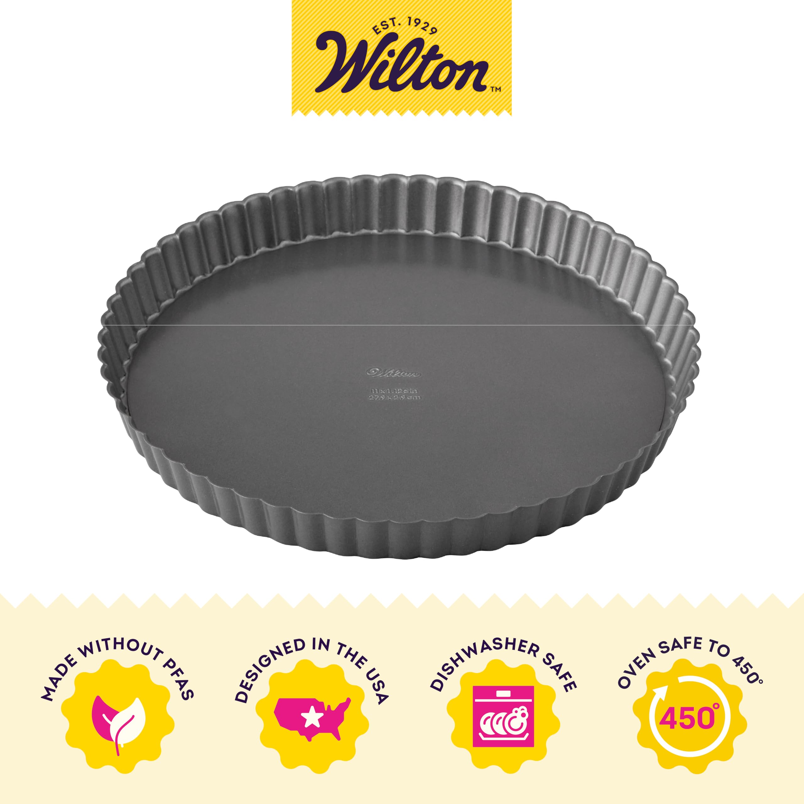 Wilton Excelle Elite Non-Stick Tart Pan And Quiche Pan With Removable Bottom, 11-Inch, Multicolor