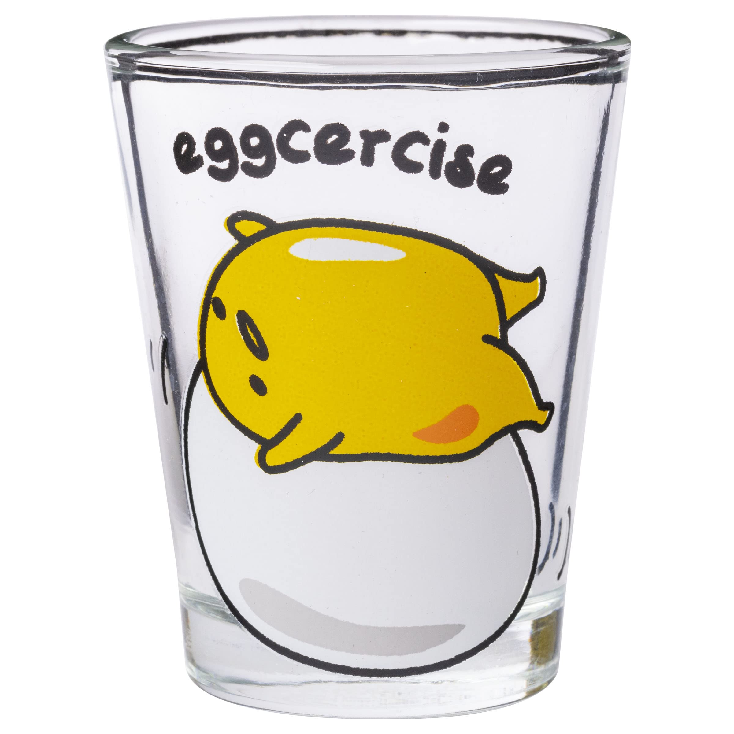 Silver Buffalo Sanrio Hello Kitty And Friends Gudetama Lazy Egg Poses 4 Pack Mini Glass Set, 1.5 Ounces