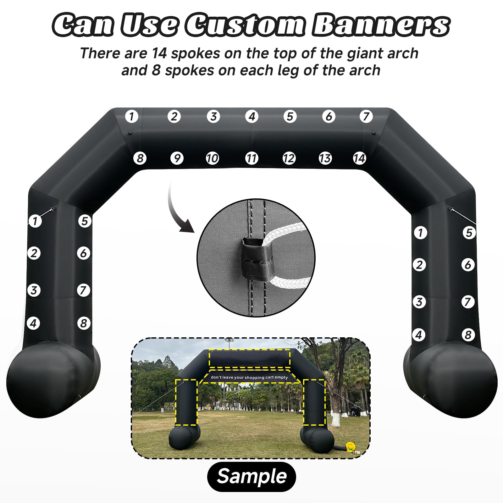 Cinnliy 20Ft Black Inflatable Start/Finish Arch Outdoor, Sport Blow Up Arch Inflatable for Race, Outdoor Sport Party, Advertisin