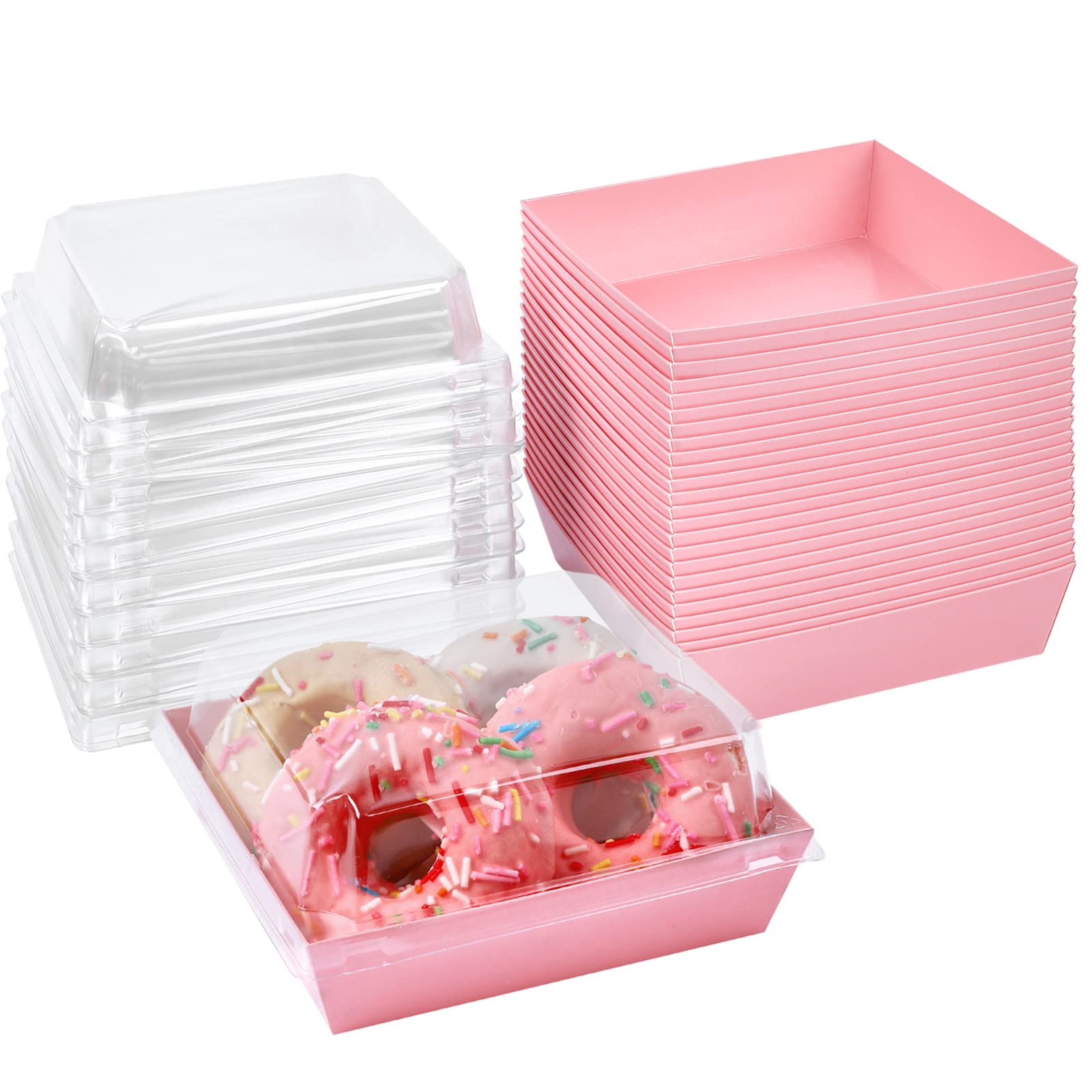 Ocmoiy Small Charcuterie Boxes With Clear Lids, To Go Paper Disposable Food Containers, 5 Inches Bakery Dessert Boxes For Sandwi