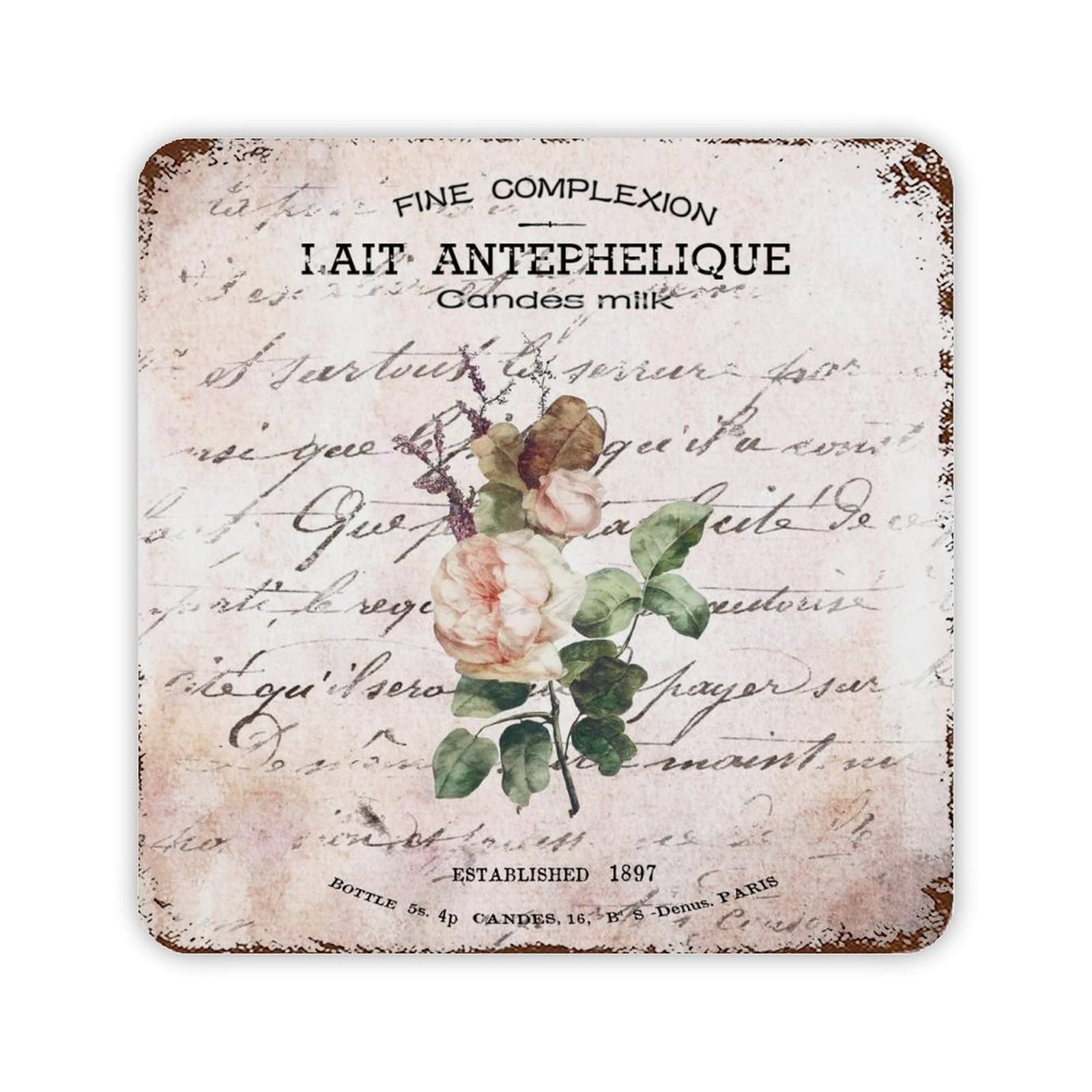 French Bouquet Pink Quote Retro Tin Sign Vase Flowers Poster Plaque Vintage Floral Vintage Tin Sign Wall Hanging Decoration Pin