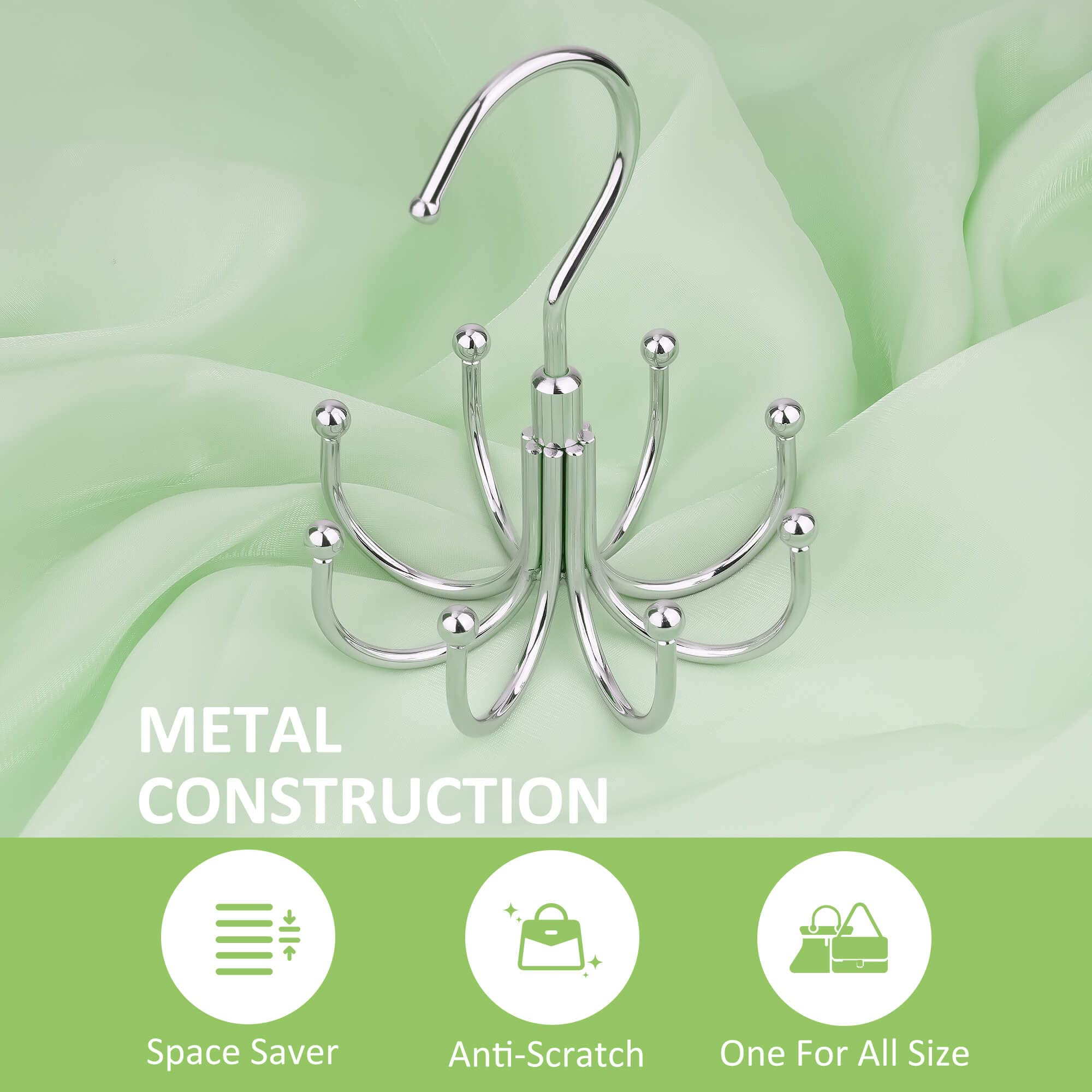 Omhomety Belt Hanger, 2 Pack Rotatable Belt Organizer For Closet, Accessories Rack, Space Saving Hanging Holder Storage Hook For