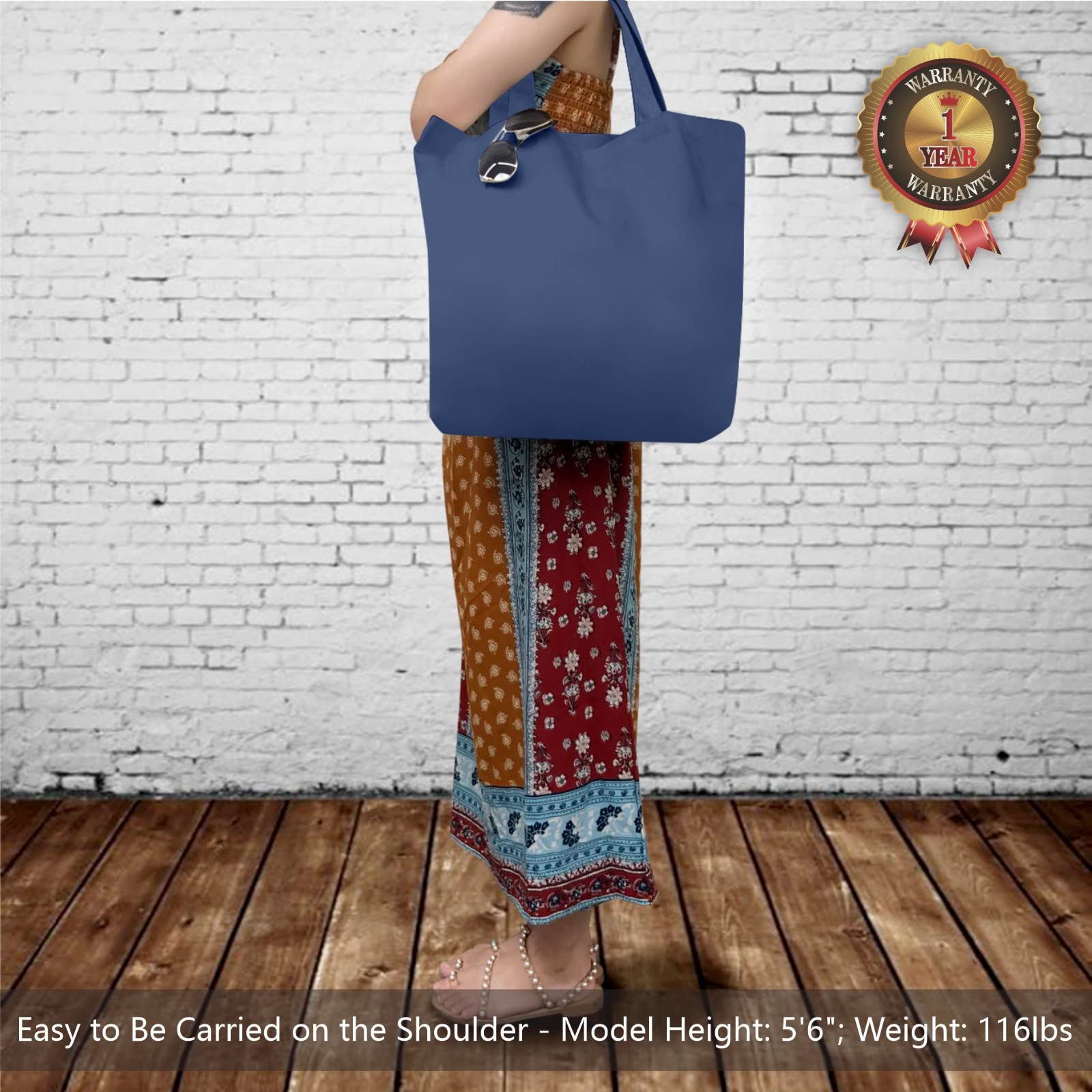 Topdesign 3-Pack Super Strong Large 12Oz Cotton Canvas Tote Bag, Reusable Grocery Shopping Cloth Bags, Fashionable Two-Tone Bags