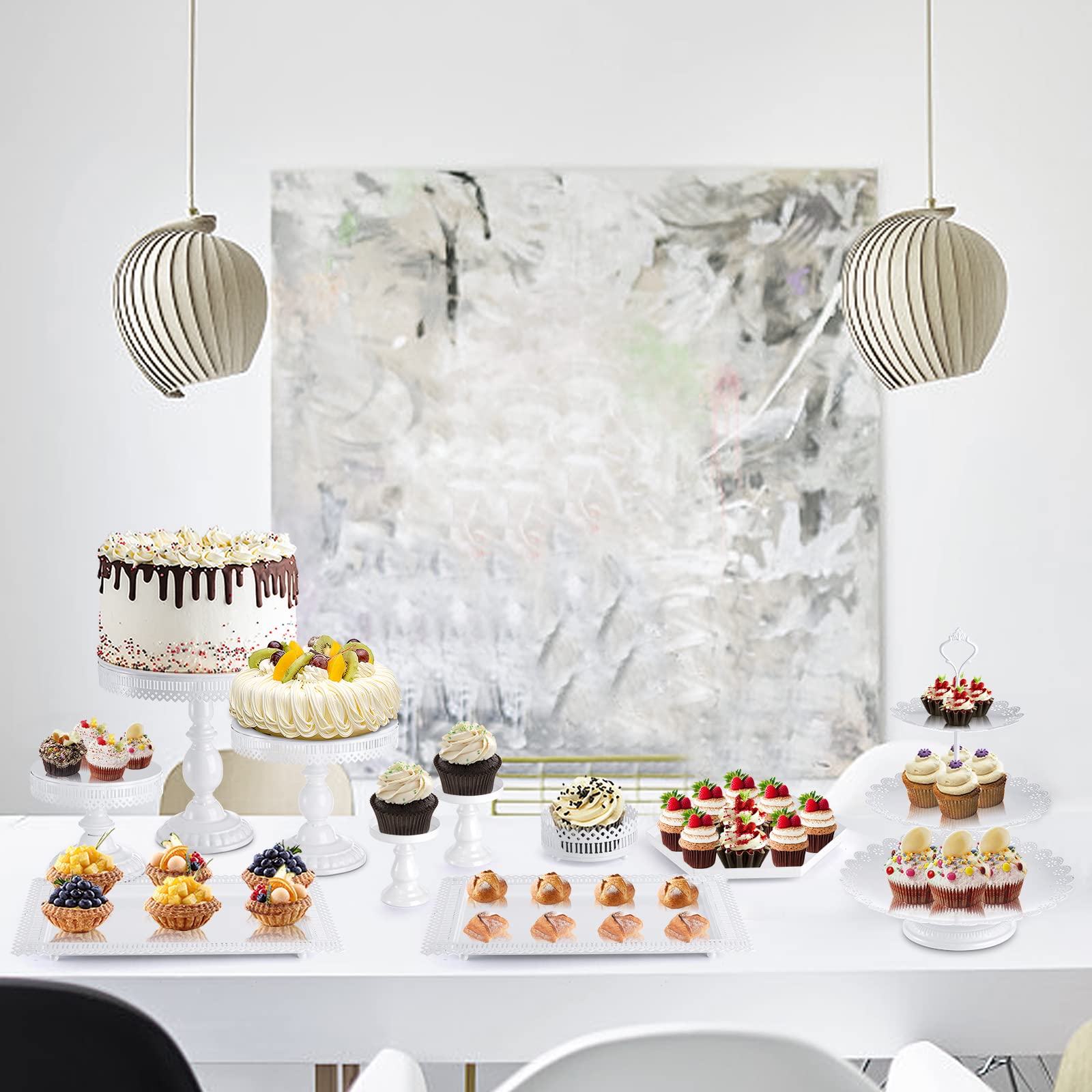 Hedume 10-Set Cake Stands, Metal Cupcake Stand Set With Multiple Combination Styles, Dessert Plate Cake Serving Tray Candy Fruit