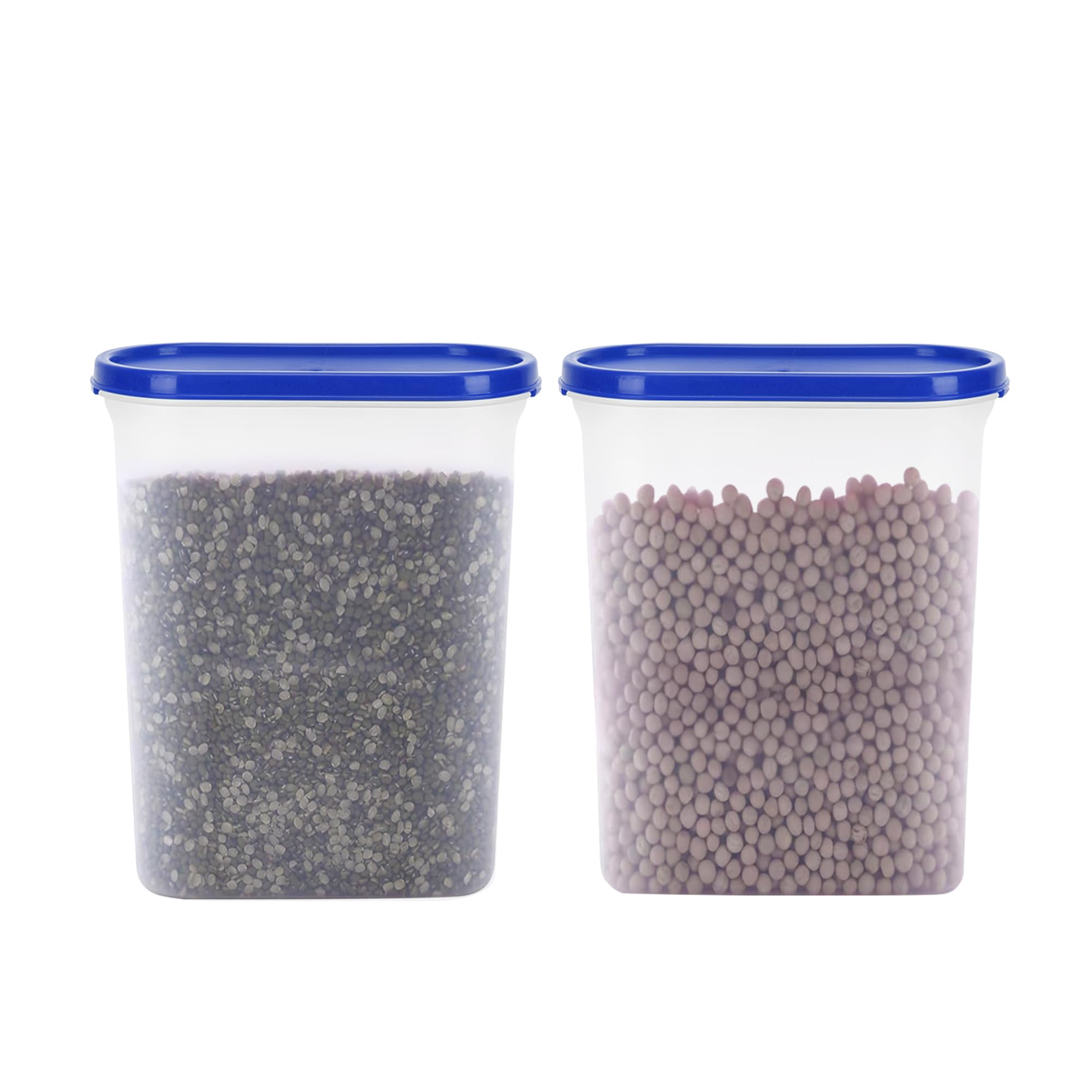 Cutting Edge 2400Ml Air Tight Kitchen Storage Container With Blue Lid Set Of 2, BpaFree & LeakProof, Stackable & Nestable, Reu