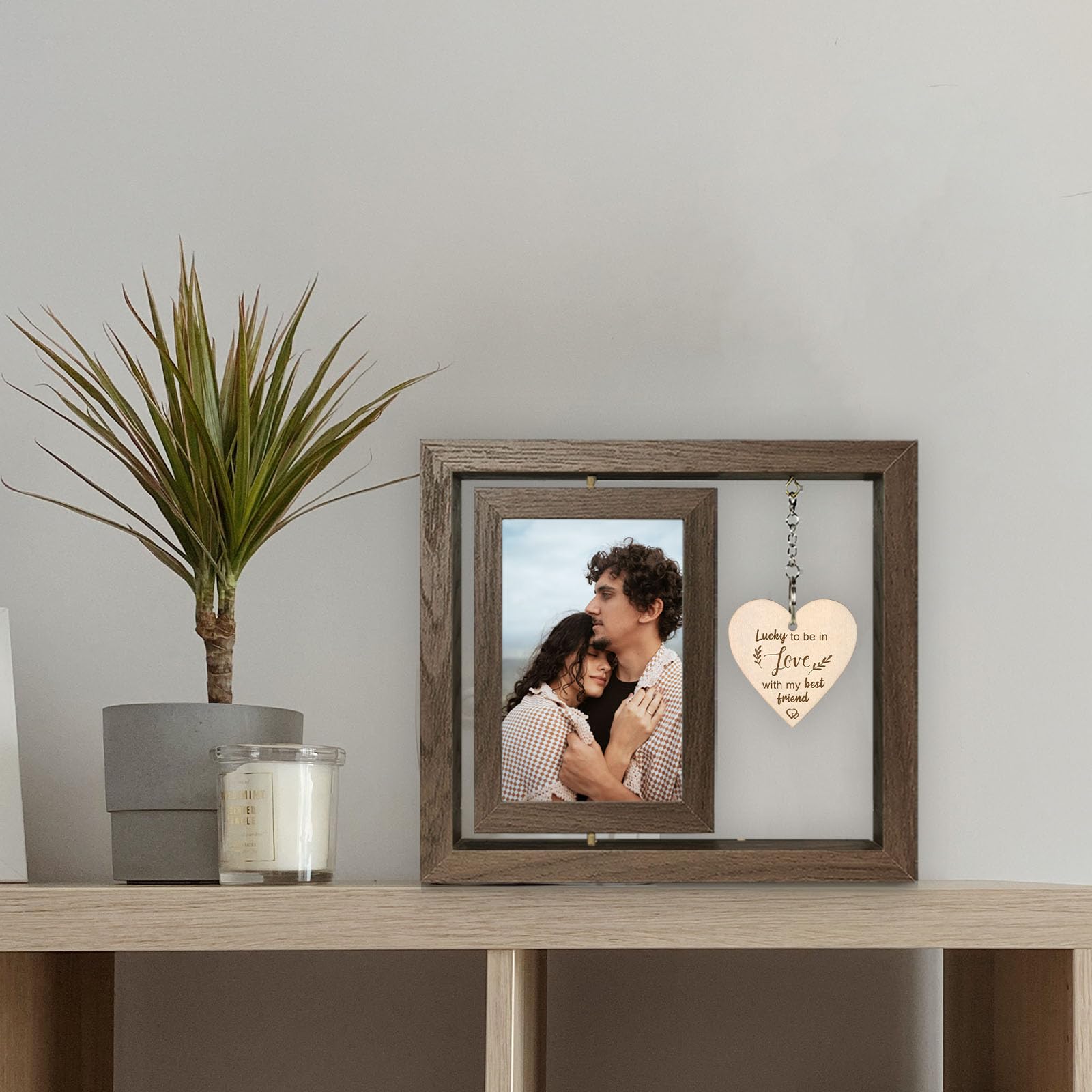 EYITUPC Lucky to Be in Love with My Best Friend Birthday Anniversary Picture Frame Boyfriend Girlfriend Husband Wife Fiance Coup