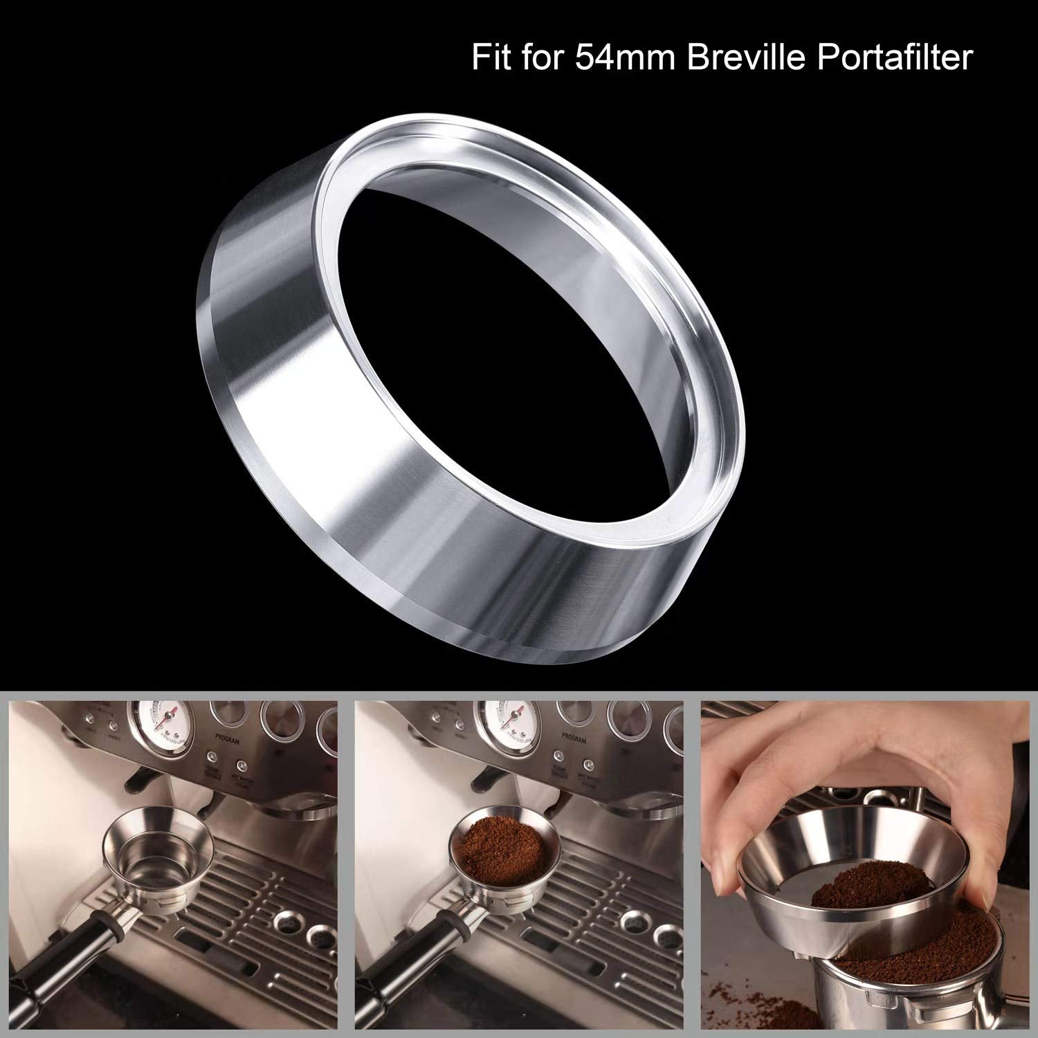 54mm Espresso Dosing Funnel  MATOW Stainless Steel Coffee Dosing Ring Compatible with 54mm Breville Portafilter