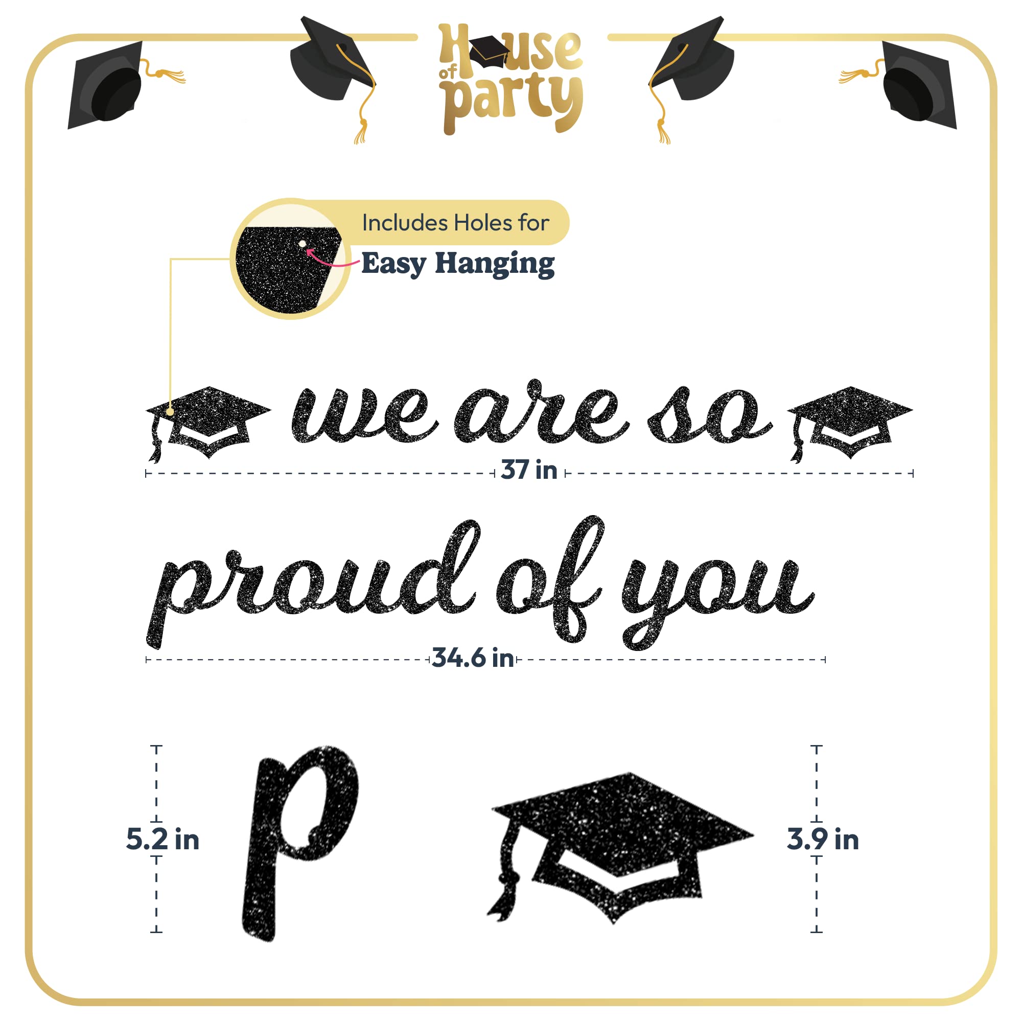 House Of Party We Are So Proud Of You Graduation Banner 2024 | Congratulations Banner For Graduation Decorations Class Of 2024 |