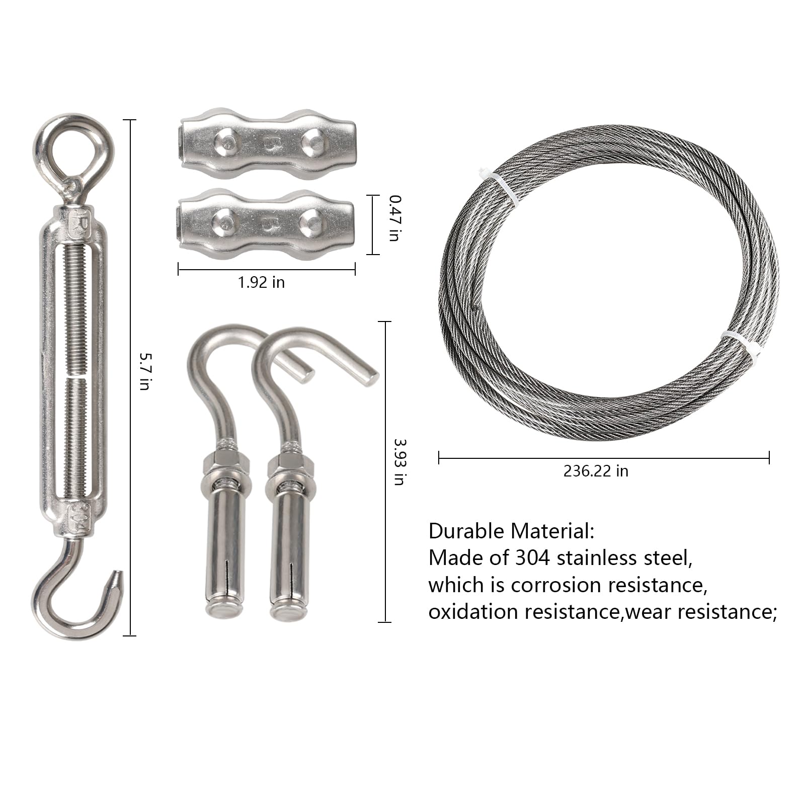 Clotheslines,20Ft Portable Windproof Clothes Rope Line With Stainless Steel Cable Tightener System Multipurpose Heavy Duty Laund