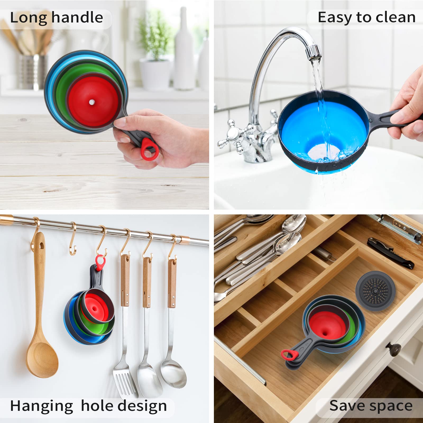 Funnel With Strainer For Kitchen Use, Dokpod Funnels For Filling Bottles, Wide Mouth Canning Funnel, Funnel With Filter, Collaps