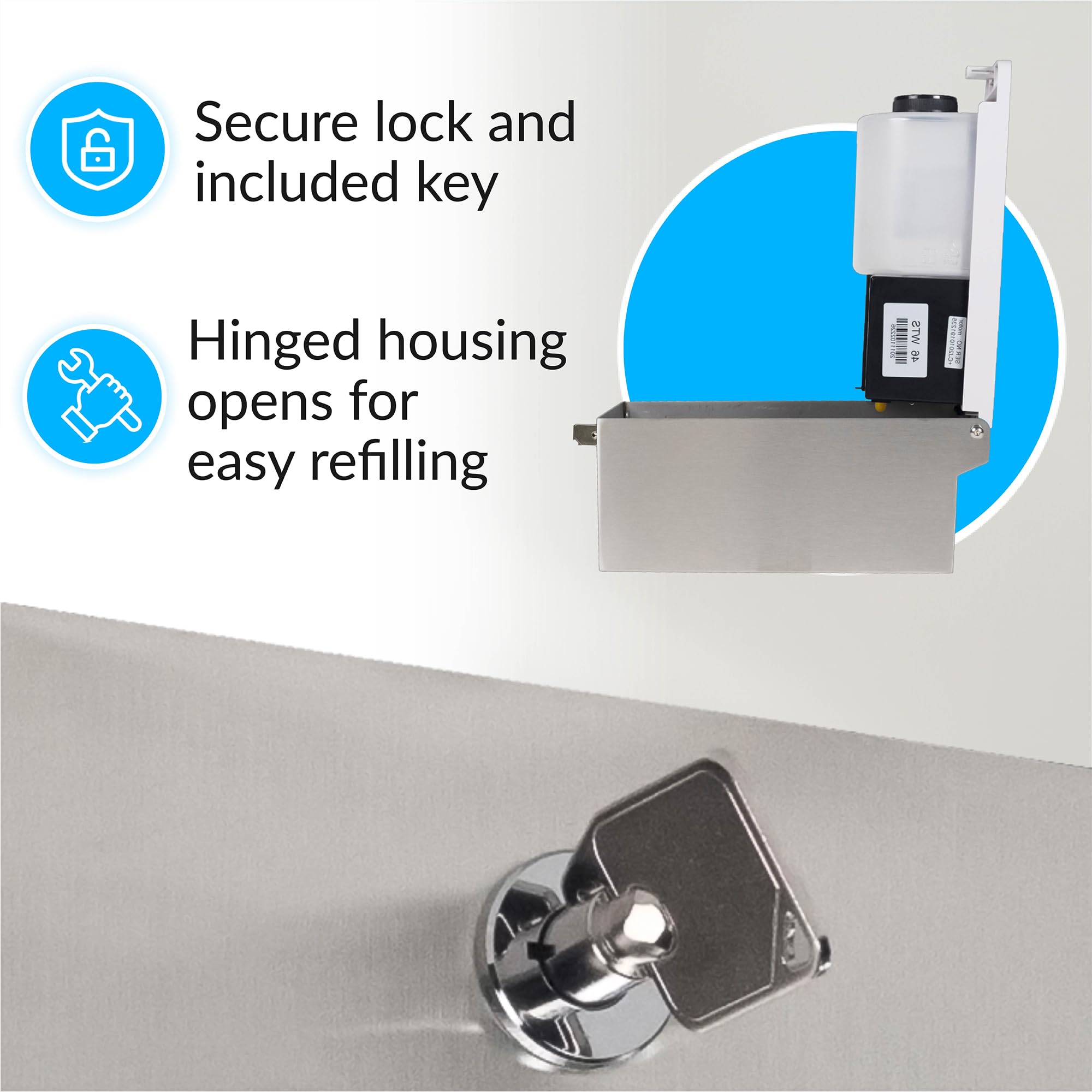 Bobrick B-2012 Automatic Wall-Mounted Liquid Soap Dispenser, Stainless Steel, 30 Fl Oz Capacity