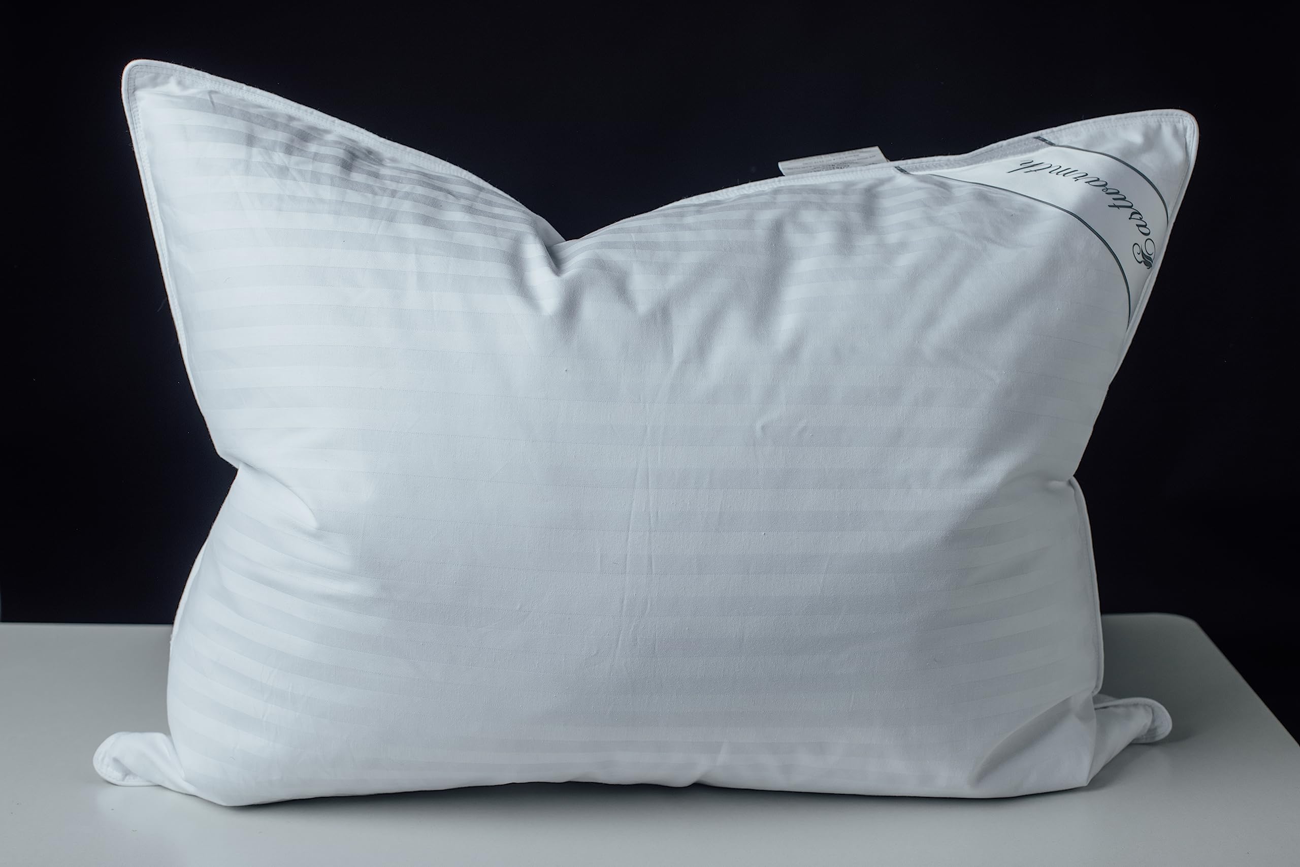 Eastwarmth White Goose Feather Blend With Polyester Bed Pillows 100% Cotton, Medium Soft Soft Support Standard (Pack Of 1), Stri