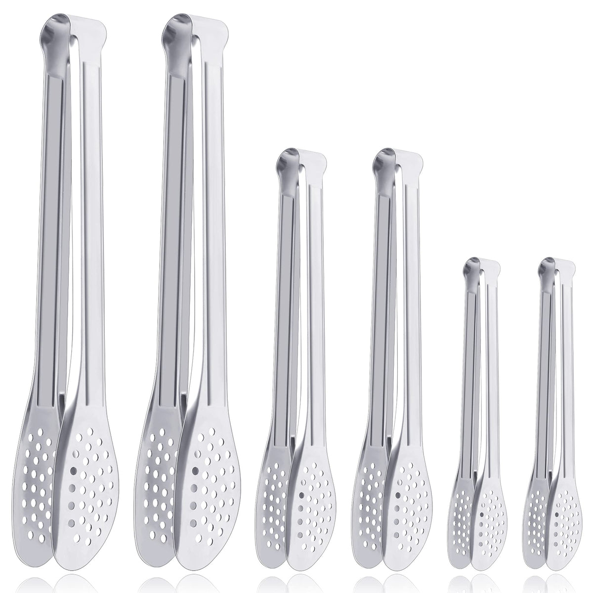 6 Pack Buffet Tongs,Stainless Steel Serving Tongs Serving Utensils 7Inch,9Inch,12Inch