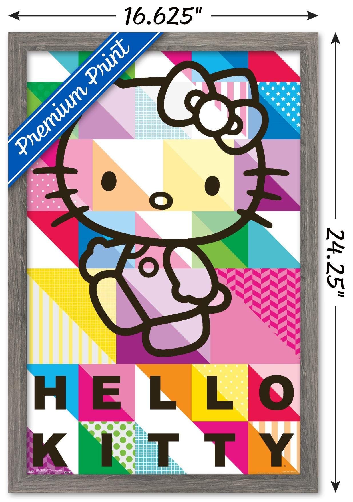 Trends International Hello Kitty - Patterns Wall Poster, 14.725'' X 22.375'', Barnwood Framed Version