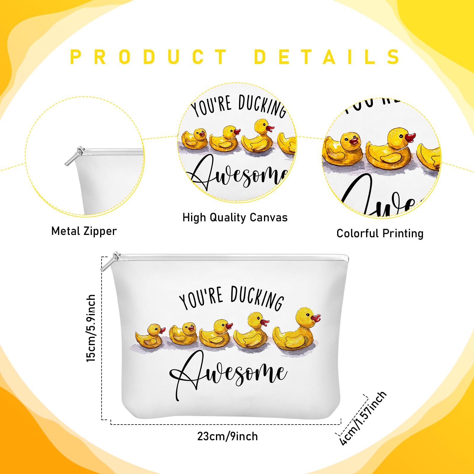 Tioncy 3 Pcs Duck Theme Inspirational Gift Employee Thank You Gifts Reusable Coffee Glass Tumbler With Lid And Straw Canvas Make