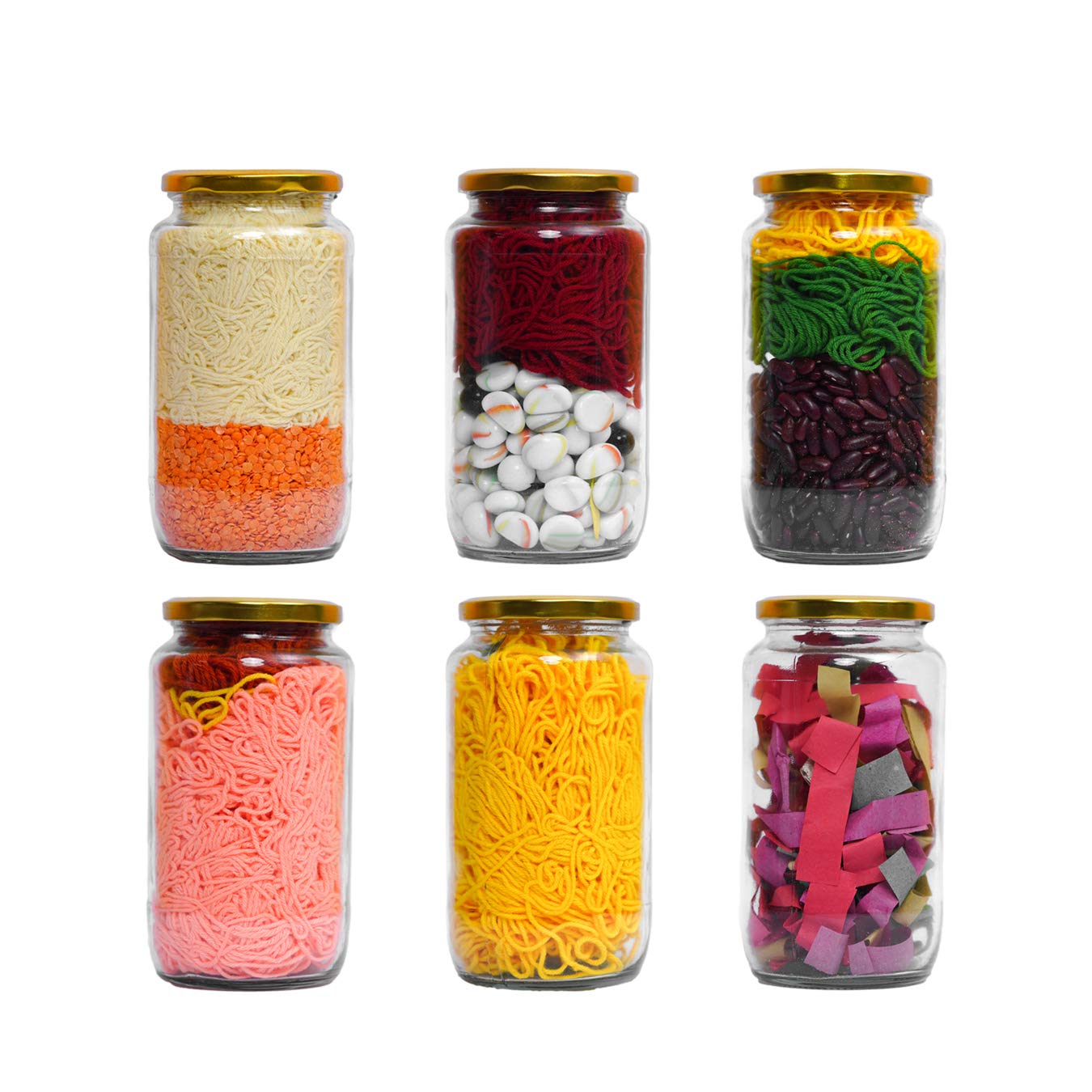 Ash & Roh Kitchen Storage Glass Jar & Containers With Metal Gold Lid  1000 Ml  Jars For Grocery,Pantry,Cereal,Cookies, Dry Fru
