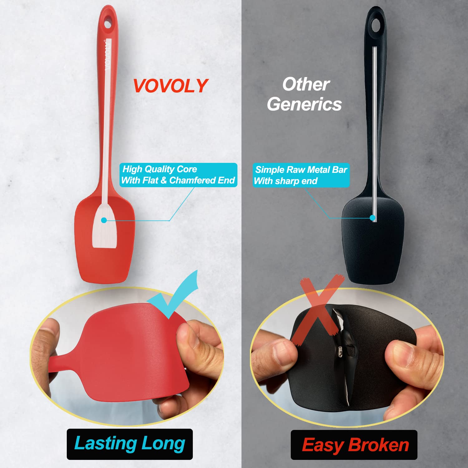 Silicone Spatula Set, Heat Resistant Rubber Spoon Spatula With Seamless One Piece Design, Non-Stick Spoonula, Flexible Scrapers