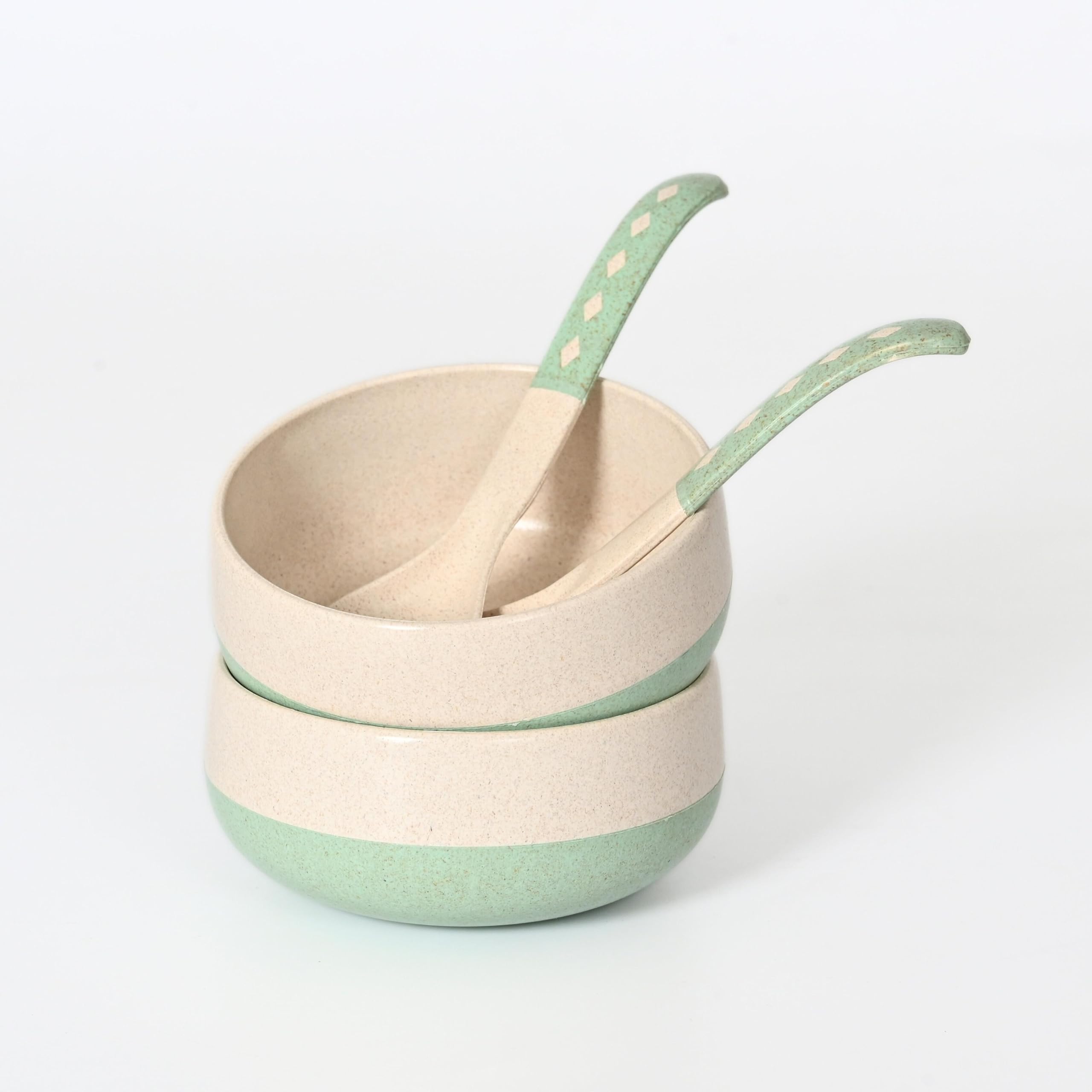 Eha Earth-Friendly Soup Bowls With Spoons|250 Ml|Made With Rice Husk Biocomposite|Microwave Safe Bowl|Serving Bowl Set Of 2, Mul