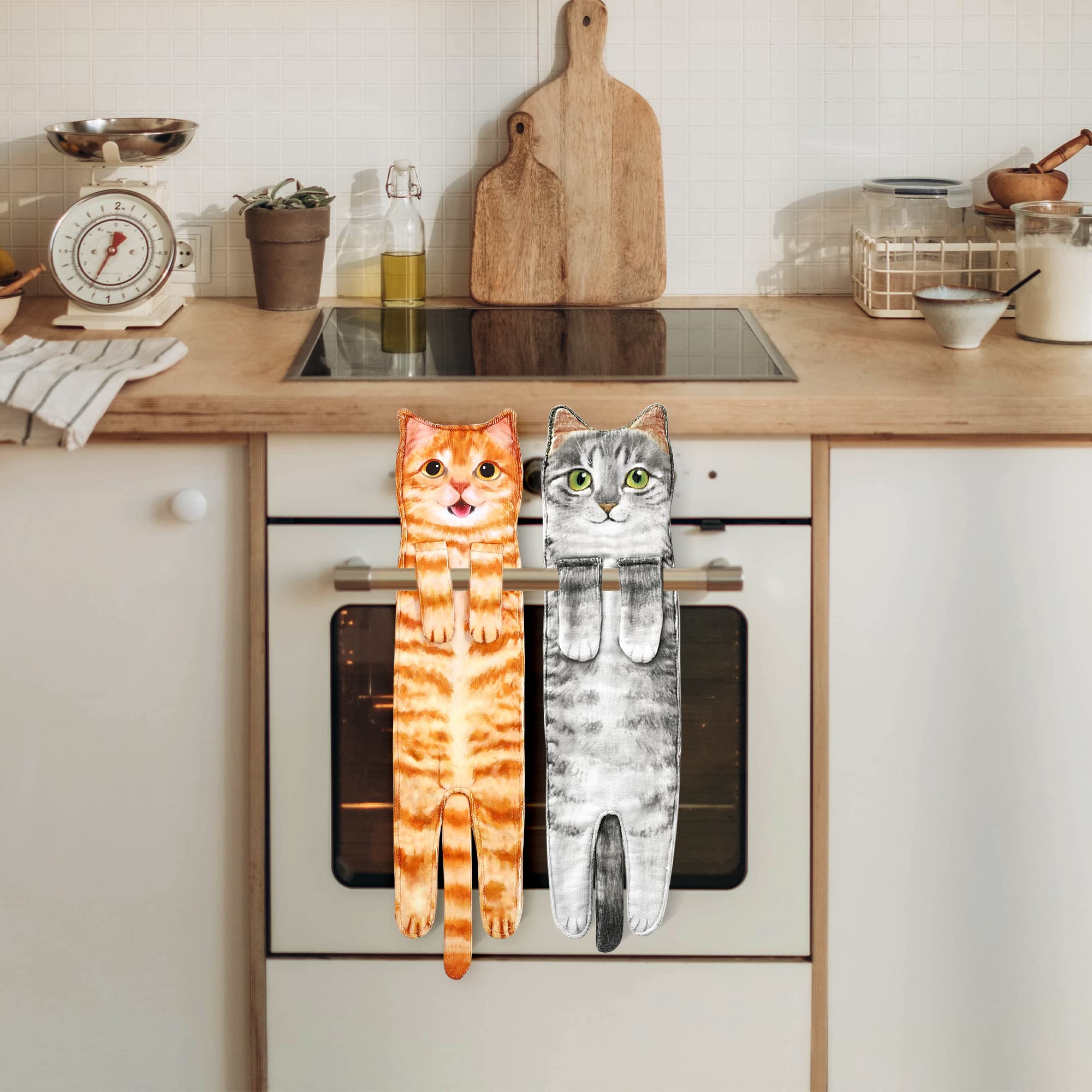 Daisyjoy Cat Funny Hand Towels For Bathroom Kitchen - Cute Decorative Cat Decor Hanging Face Towels Super-Unique Mothers Day Val