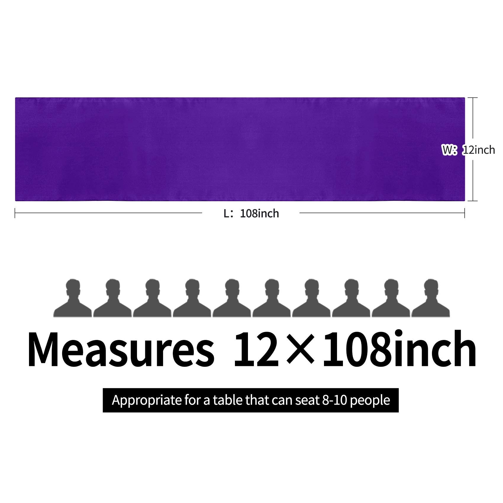10-Pack Satin Table Runner Purple 12 X 108 Inches Long, Table Runners For Wedding, Birthday Parties, Banquets Decorations(10 Pac