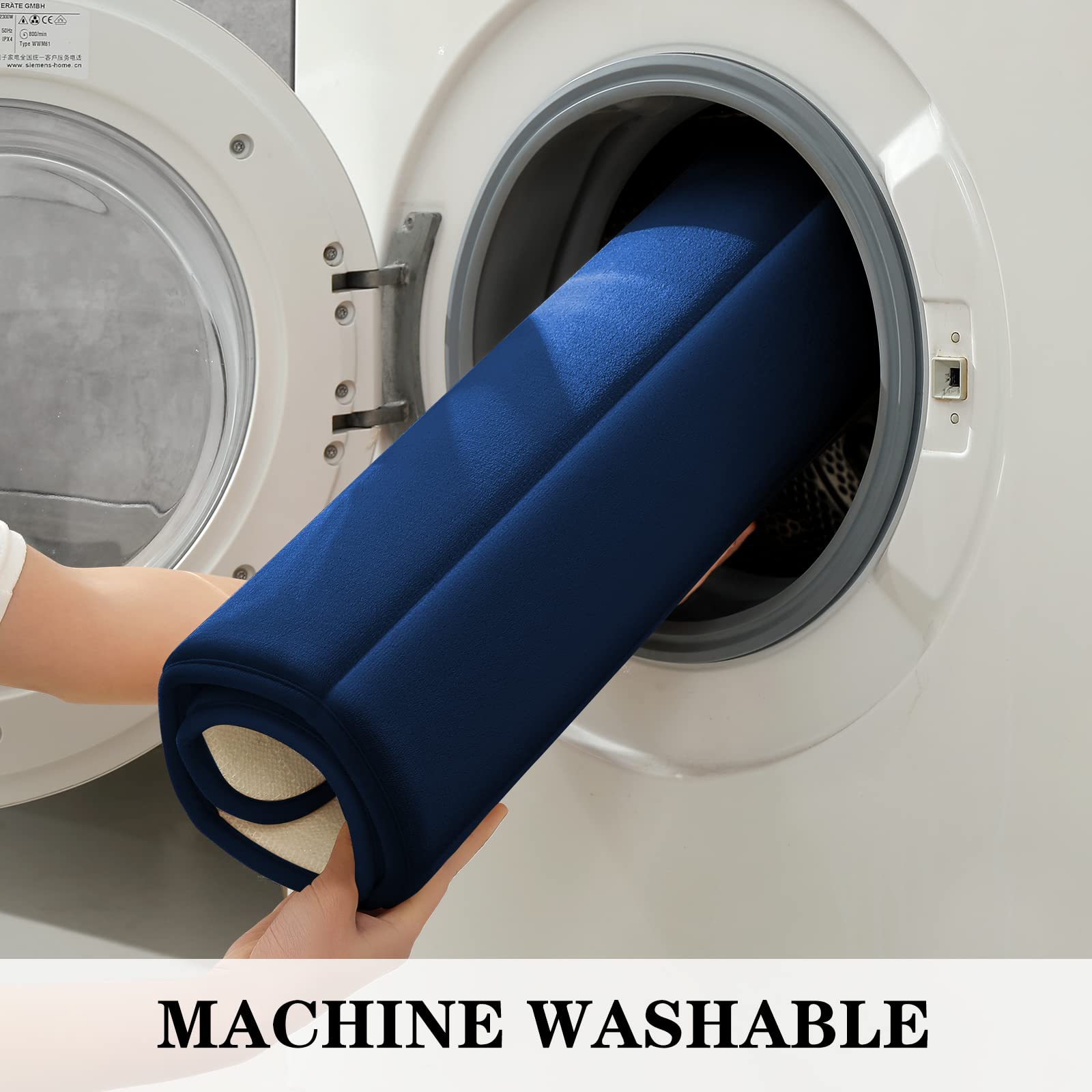 Bysure Bathroom Rugs Sets 2 Piece, Memory Foam Non Slip Extra Soft Absorbent Machine Washable Toilet Bath Mats (Navy Blue, 17X24