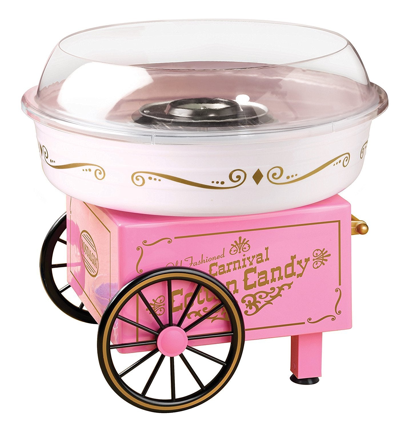 Nostalgia Vintage Hard and Sugar Free Countertop Original Cotton Candy Maker, Includes 2 Reusable Cones And Scoop - Pink, Main