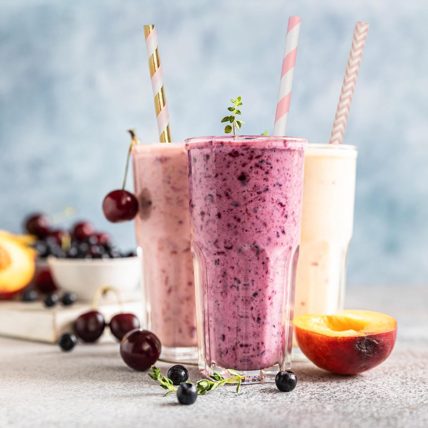 Alink Biodegradable Paper Straws, 100 Pink Straws/Gold Straws For Party Supplies, Birthday, Wedding, Bridal/Baby Shower, Christm