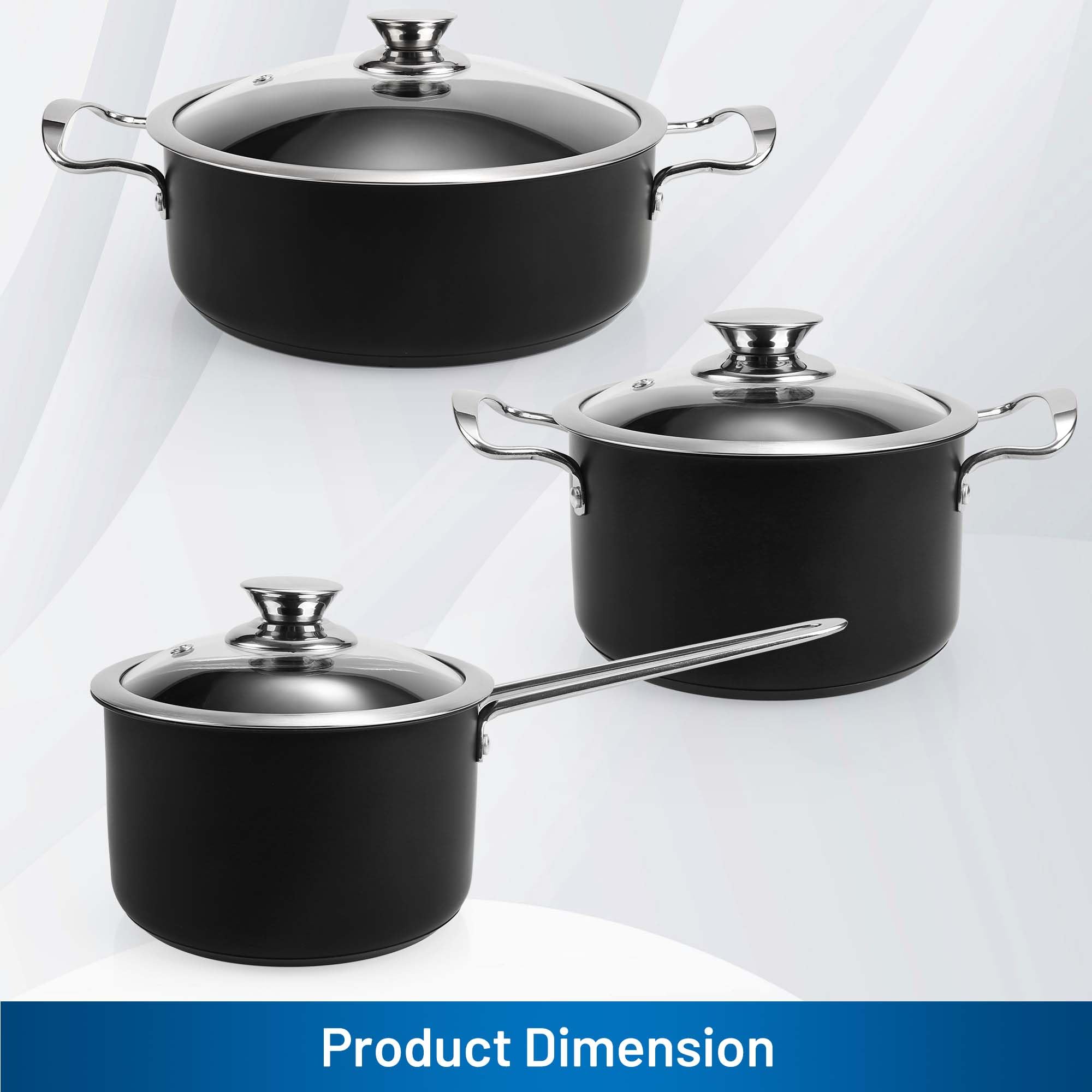 Aufranc Induction Pots and Pans, Stainless Steel cookeware set 6pcs With Lid, Induction Cookware For Oven & Dishwasher Safe