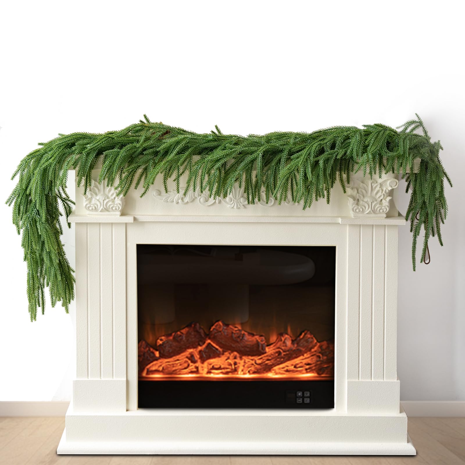 JDKPK 6Ft Artificial Norfolk Pine Garland Realistic Green Faux Greenery Garland for Christmas Table, Fireplace, Mantle, Window, 