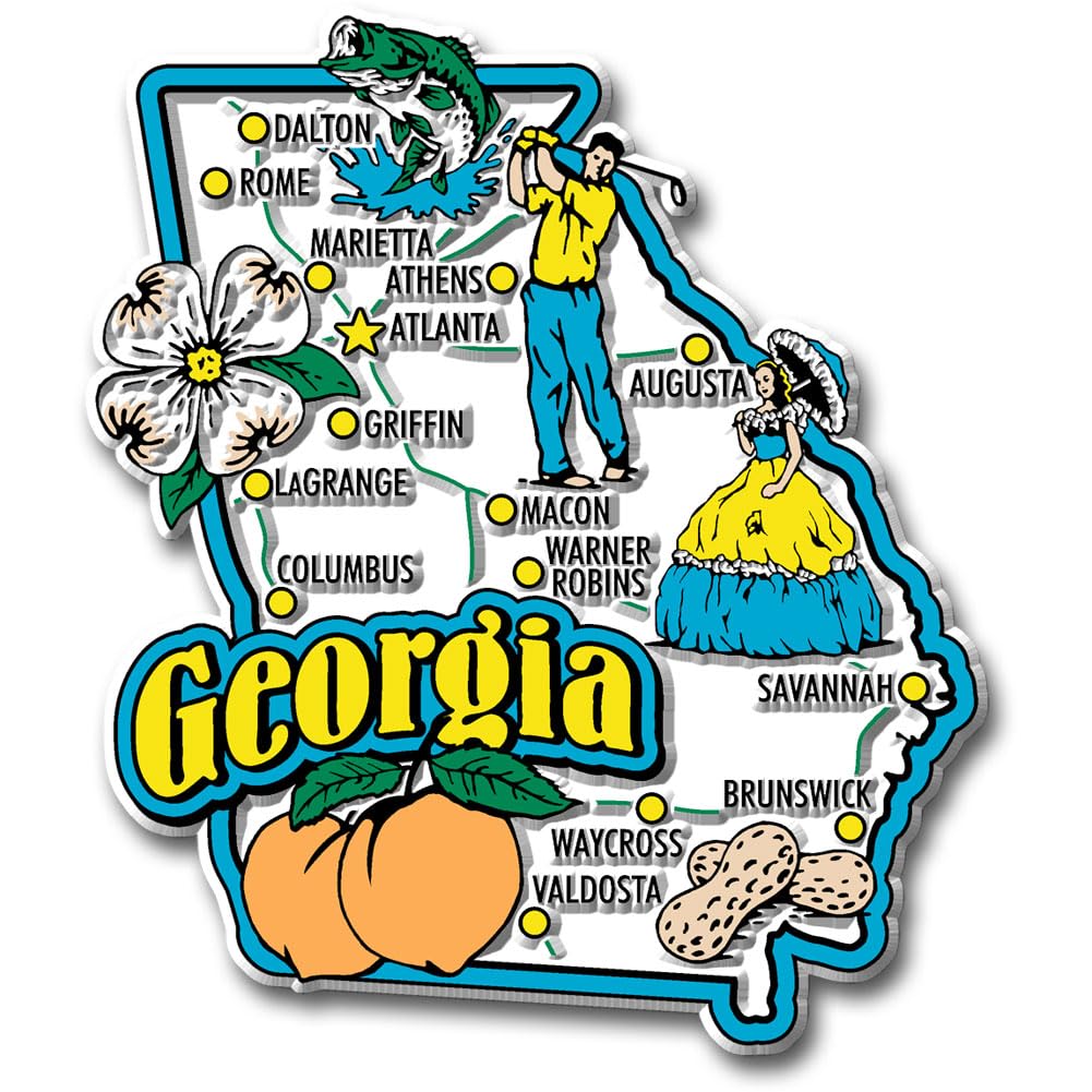Georgia Jumbo State Magnet By Classic Magnets, 3.2'' X 3.7'', Collectible Souvenirs Made In The Usa