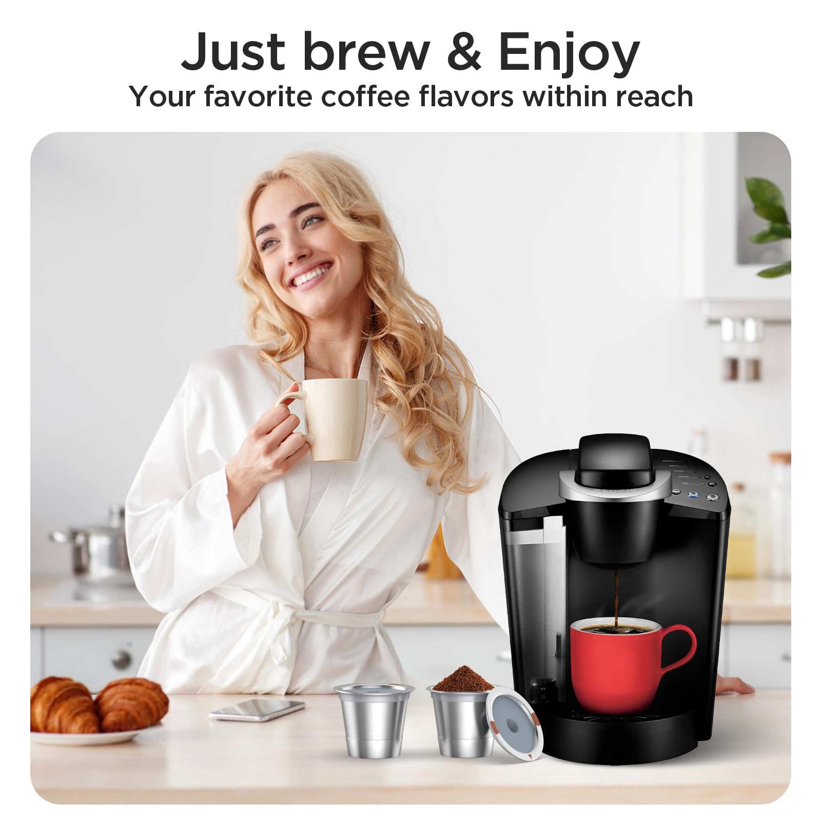 Reusable k Cup Coffee pod Filters Universal stainless steel Refillable k Cups Filter Use for Keurig 2.0 and 1.0 Coffee Makers-machine(1pack)