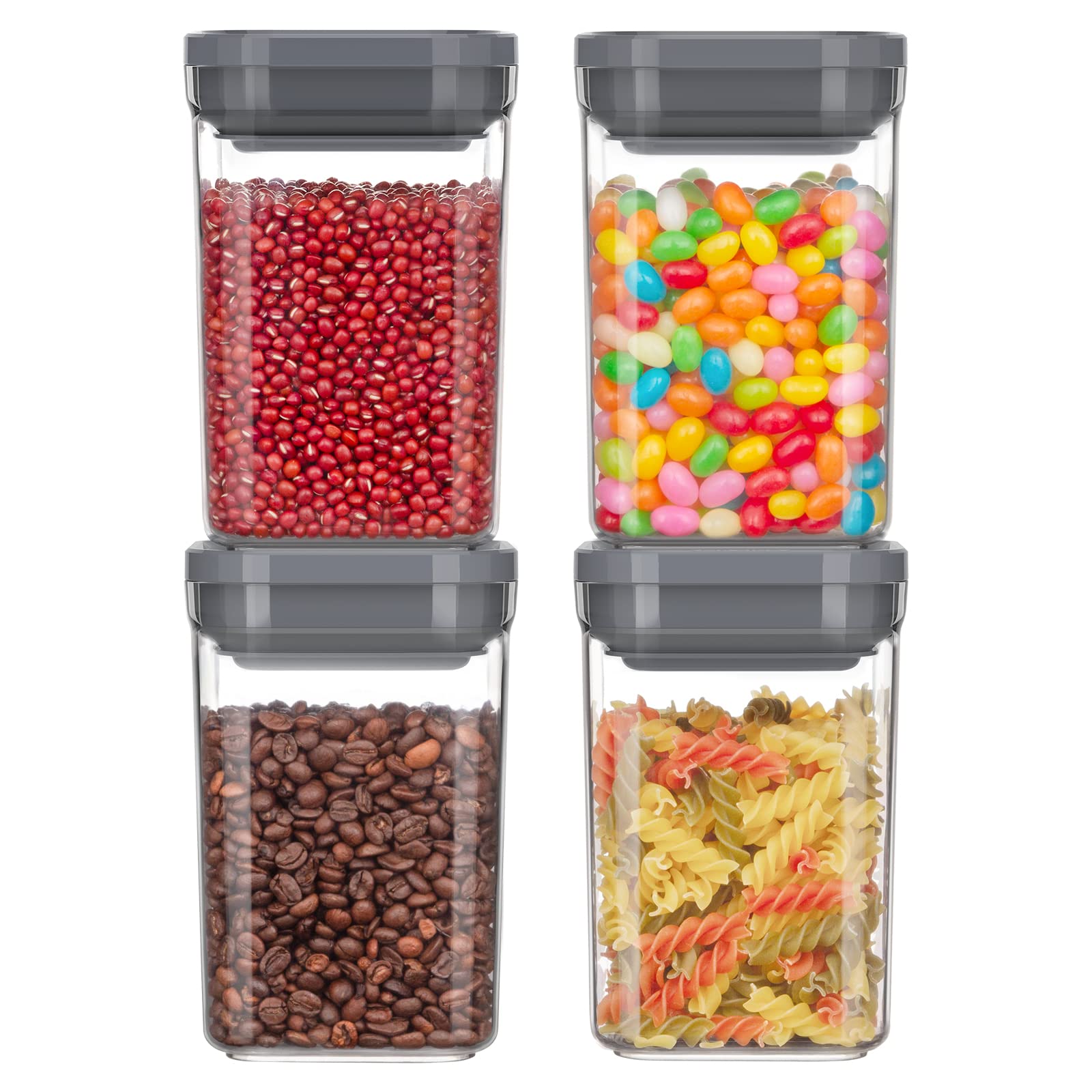 MR.SIGA 4 Pack Airtight Food Storage Container Set, BPA Free Kitchen Pantry Organization Canisters with One-handed Leak Proof Li